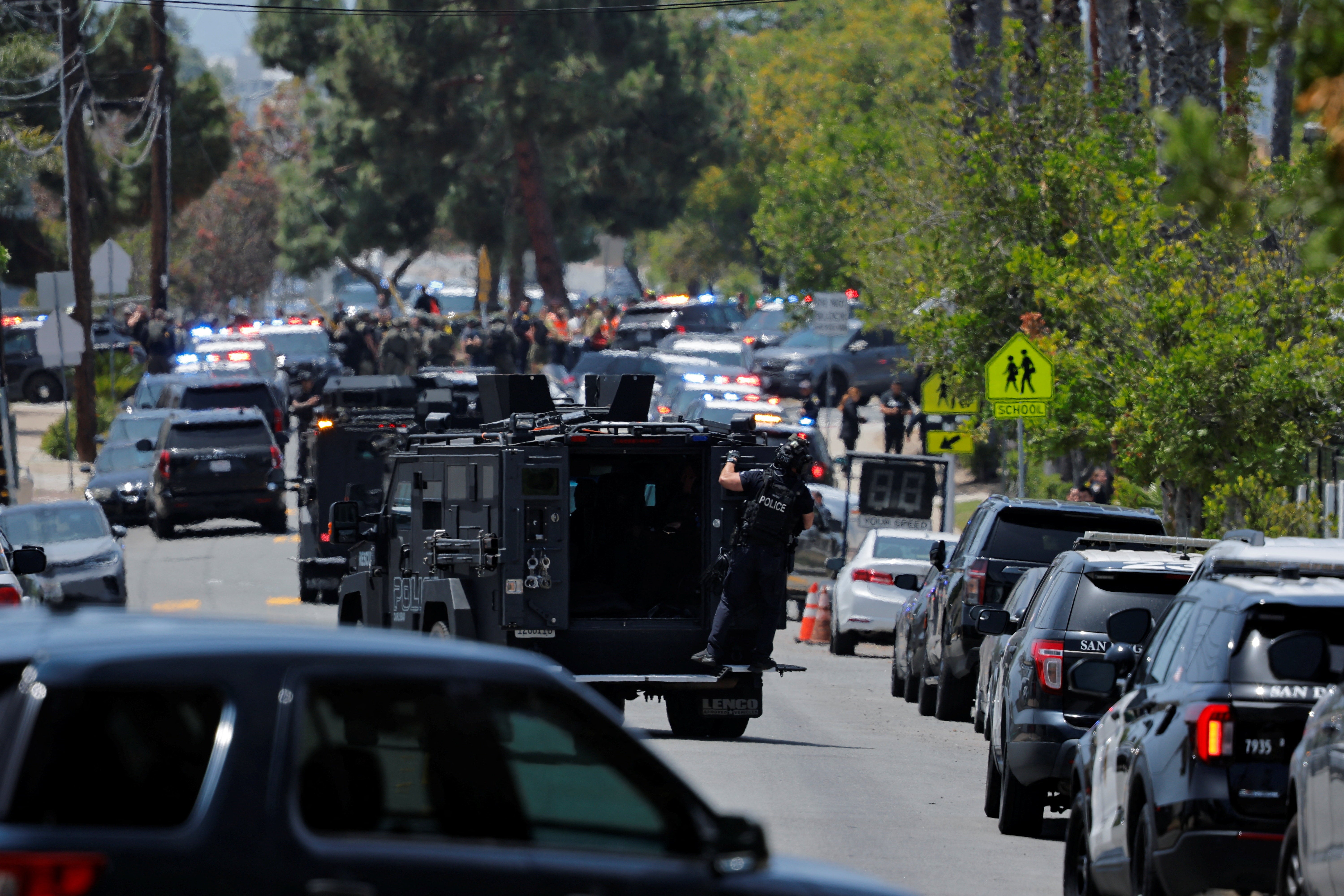 Five people were killed during a mass shooting near the San Diego Islamic Center on Monday, including three victims, police said