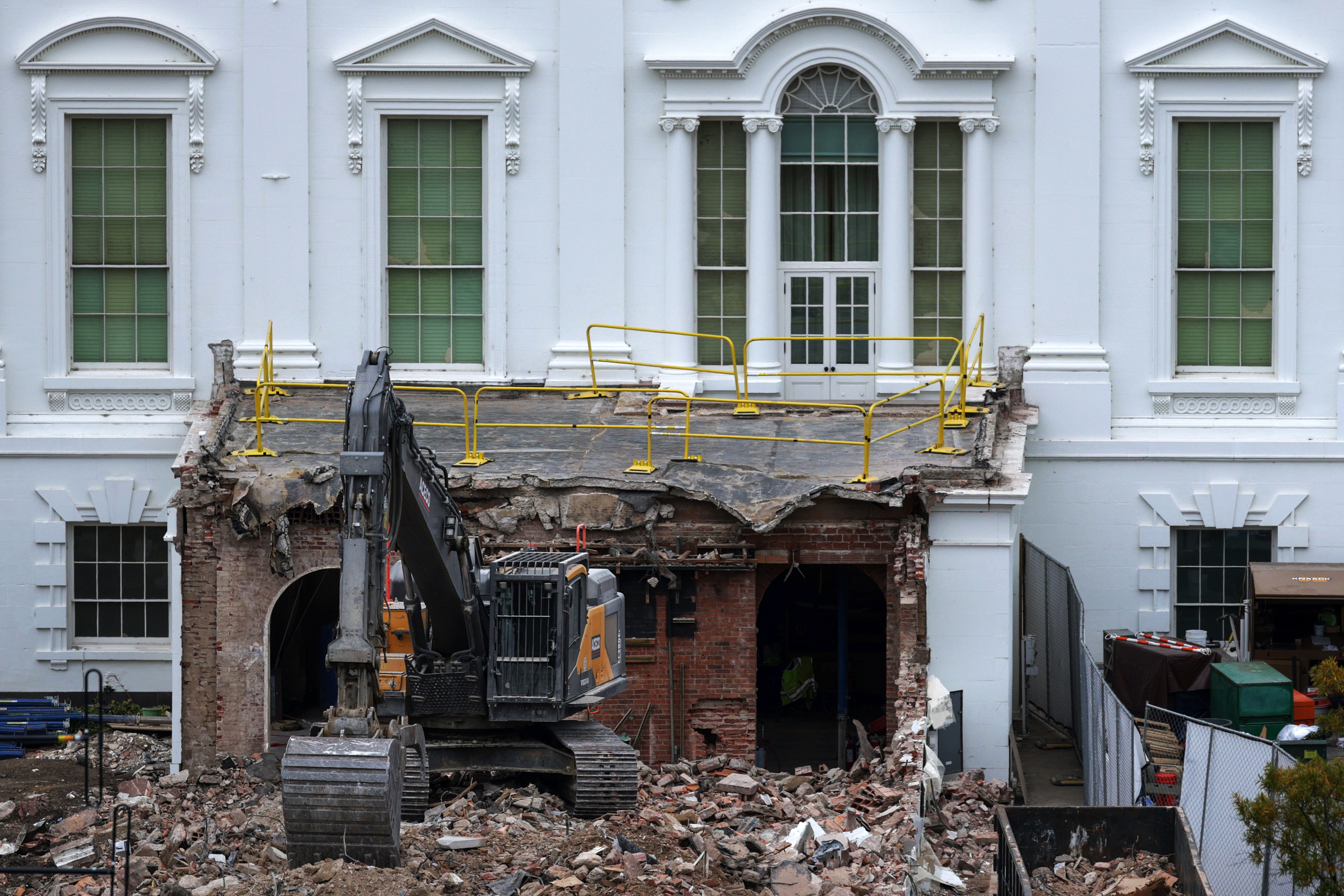 A photo from October 2025 shows the destroyed historic East Wing after the president began construction for his proposed White House ballroom
