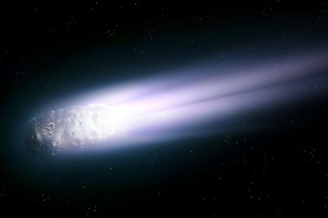 <p>Ilustración de un asteroide del tamaño de una ballena. El asteroide 2026 JH2 pasará a menos de 100.000 kilómetros de la Tierra el 18 de mayo de 2026</p>