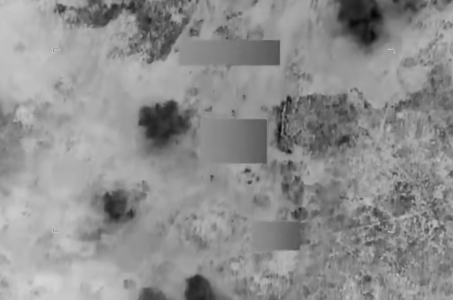 A screenshot of footage released by the U.S. military purportedly showing the strikes