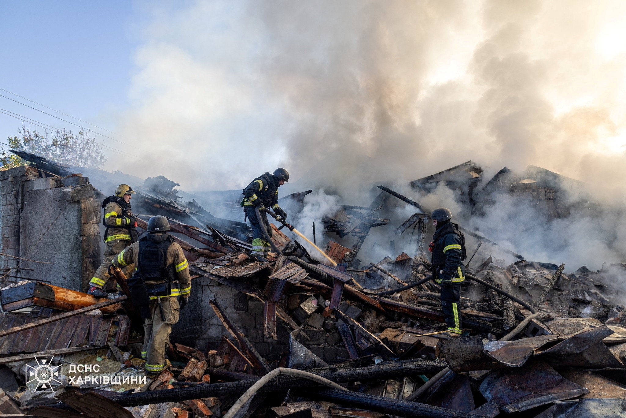 Aftermath of a morning Russian drone attack in Kharkiv on 19 May (Reuters)