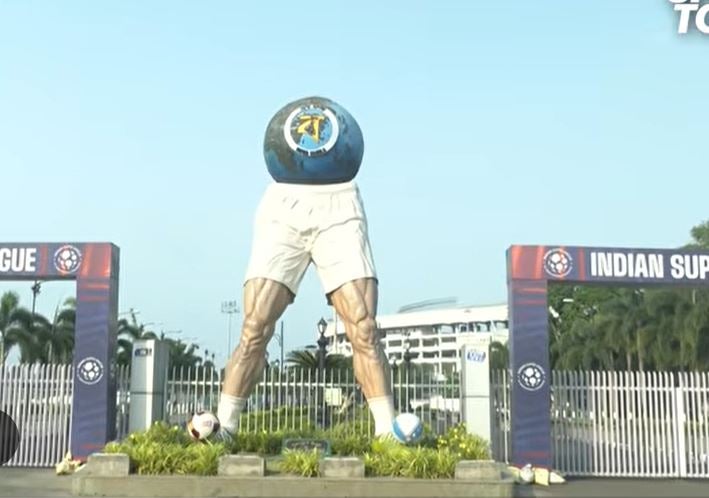 Statue outside Salt Lake Stadium, Kolkata, West Bengal