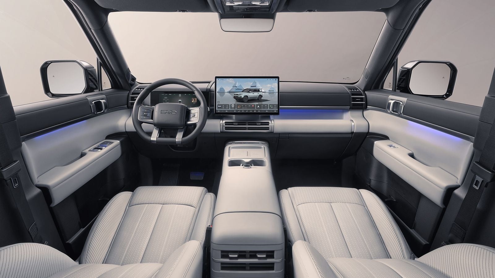 The BYD Ti7 promises a usual high quality and high tech BYD interior