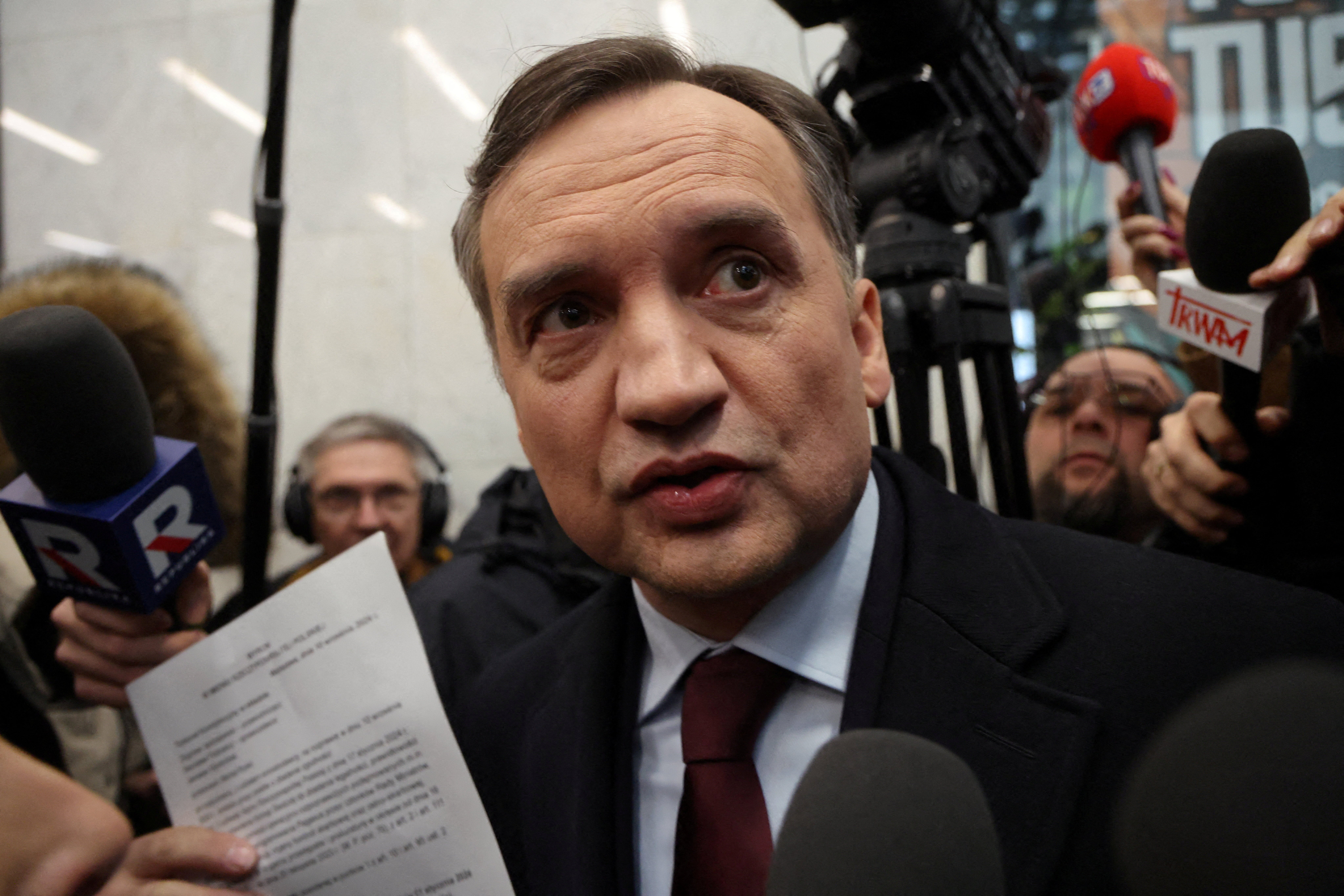 Zbigniew Ziobro after being detained by police in Warsaw in January 2025