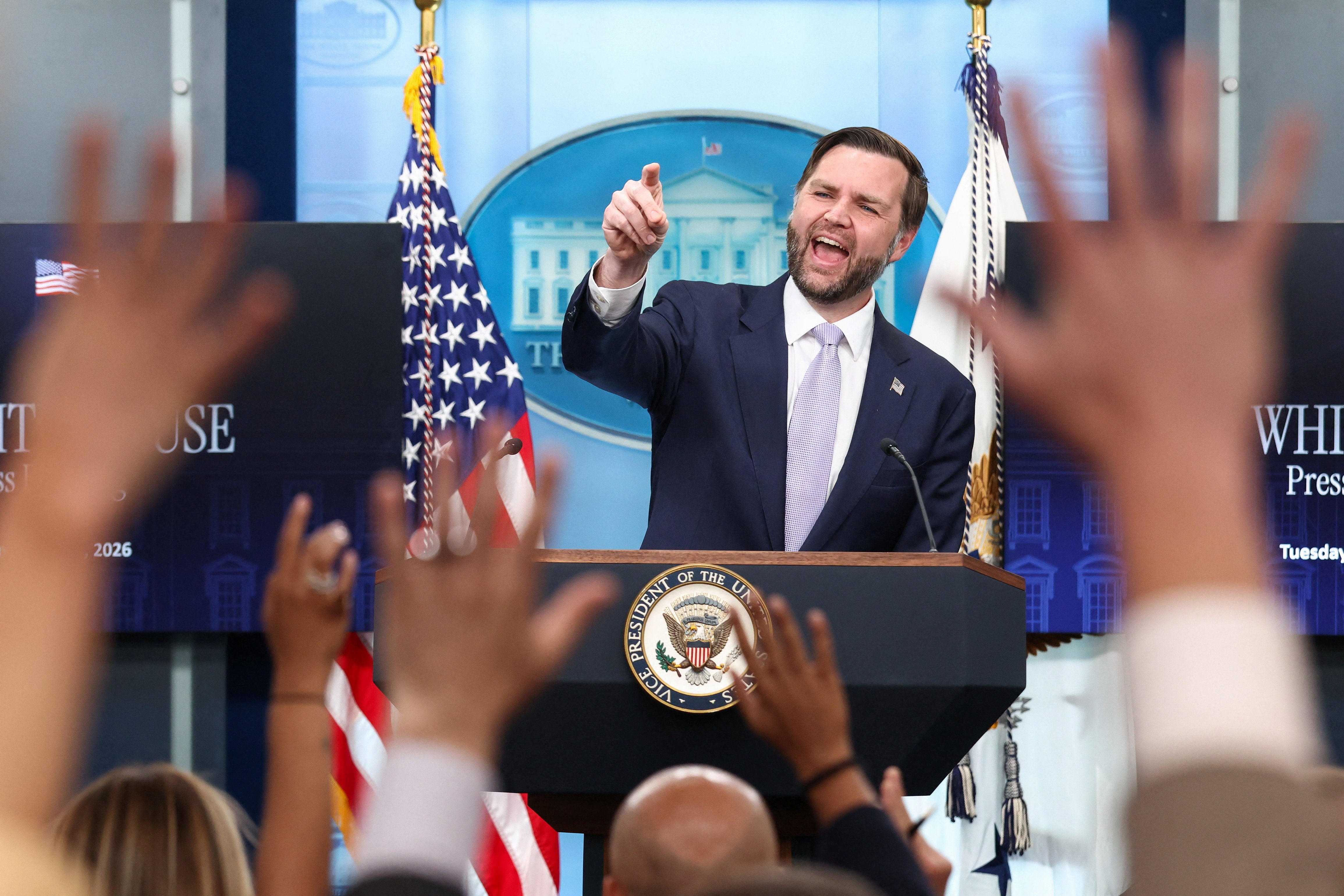 Vice President JD Vance hosted a White House briefing in place of an out-on-maternity-leave spokeswoman Karoline Leavitt on Tuesday — and it went as one might have predicted