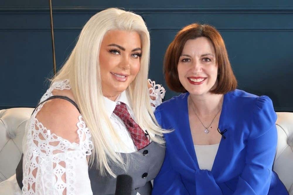 Gemma Collins, left, with Education Secretary Bridget Phillipson