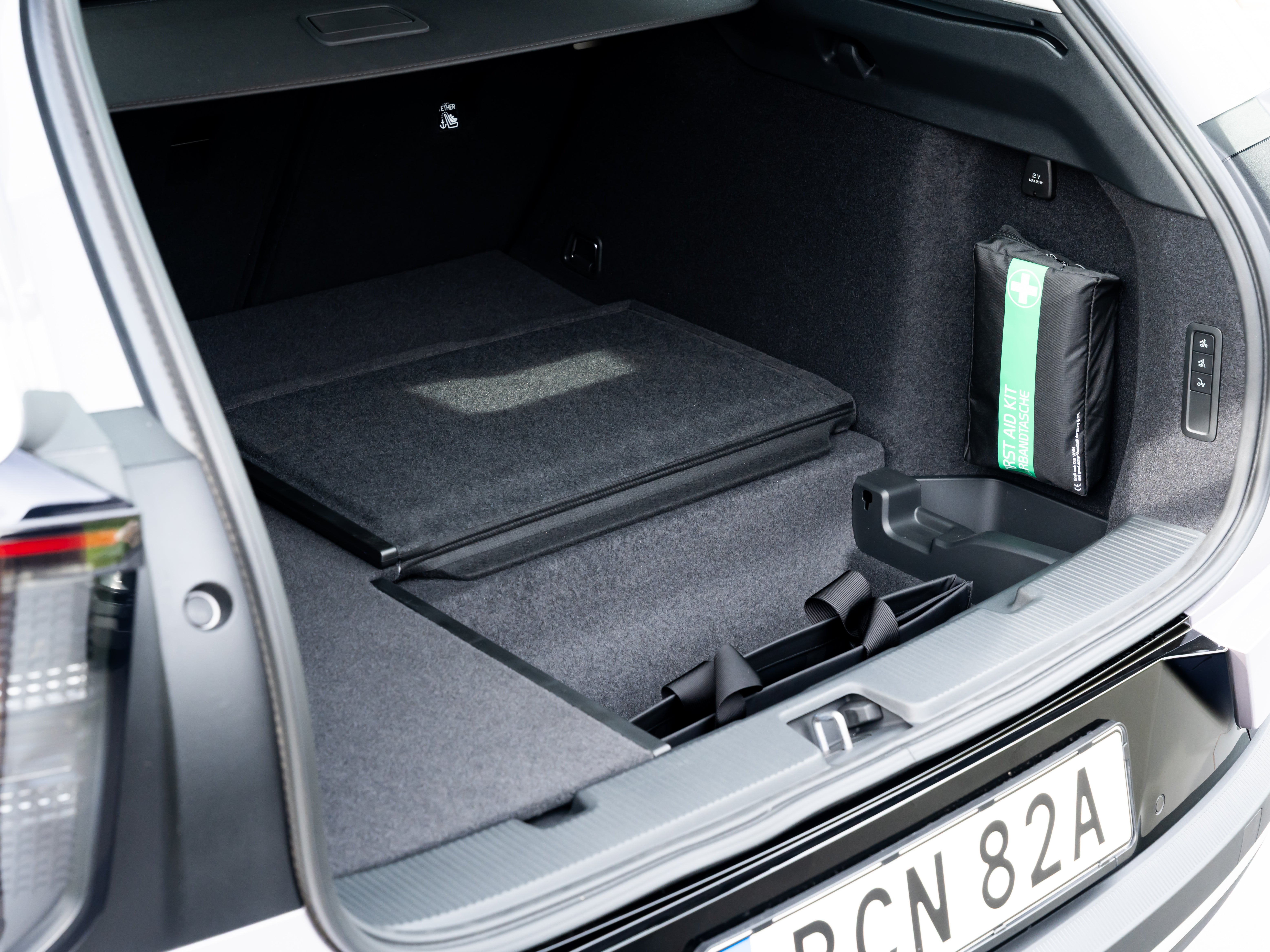 The Volvo EX60's boot features clever partitions to keep things safe and stop them rolling around (Volvo)