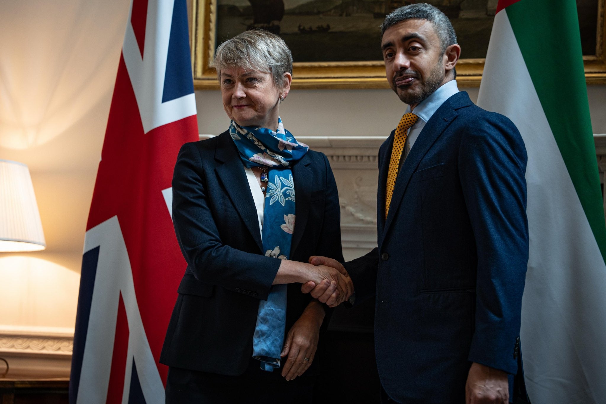 Yvette Cooper with Abdullah bin Zayed Al Nahyan (Yvette Cooper / X)