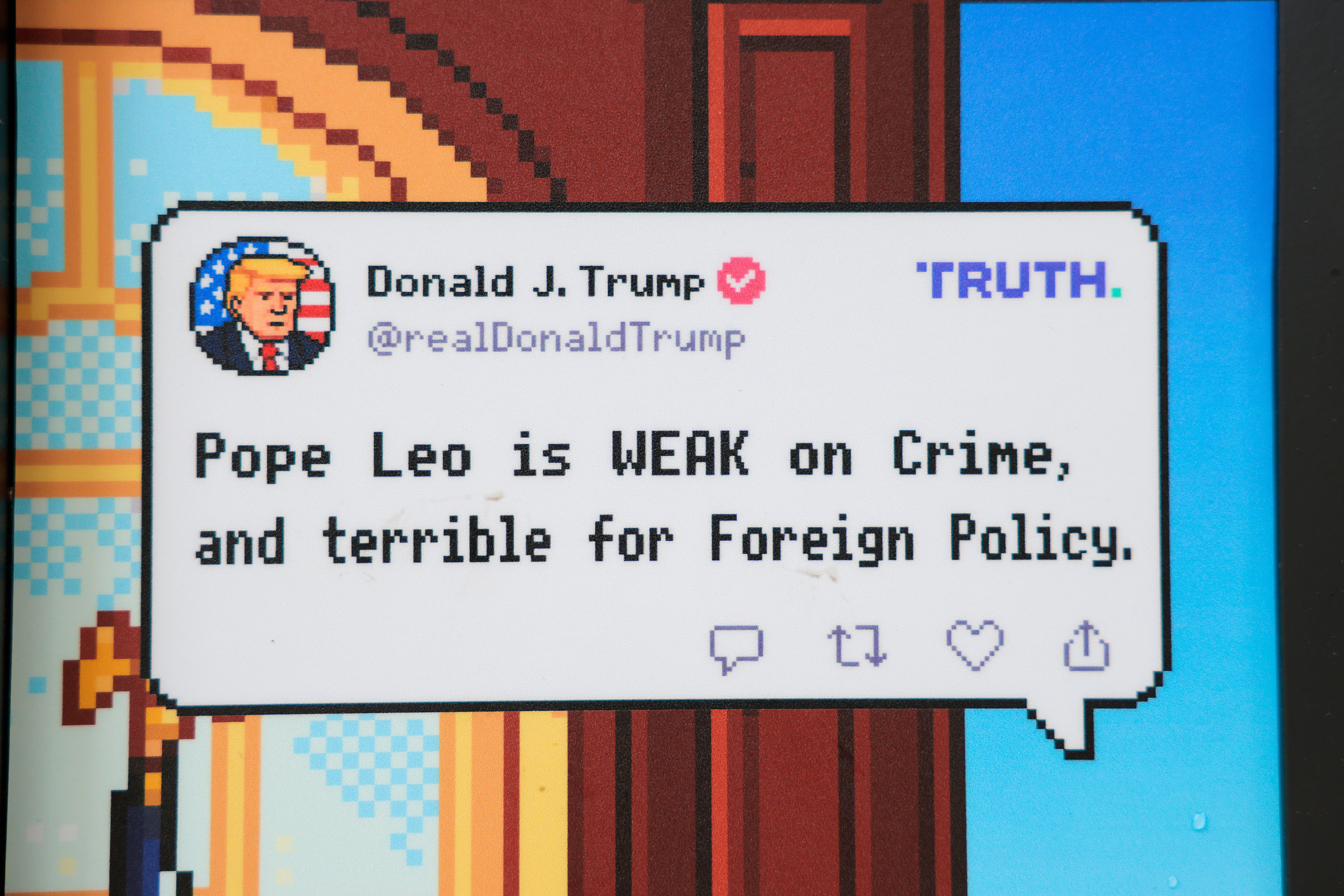 Players navigate a digital White House as the president, engaging in satirical battles against figures ranging from Iranian schoolgirls to the pope while trying to reopen the Strait of Hormuz