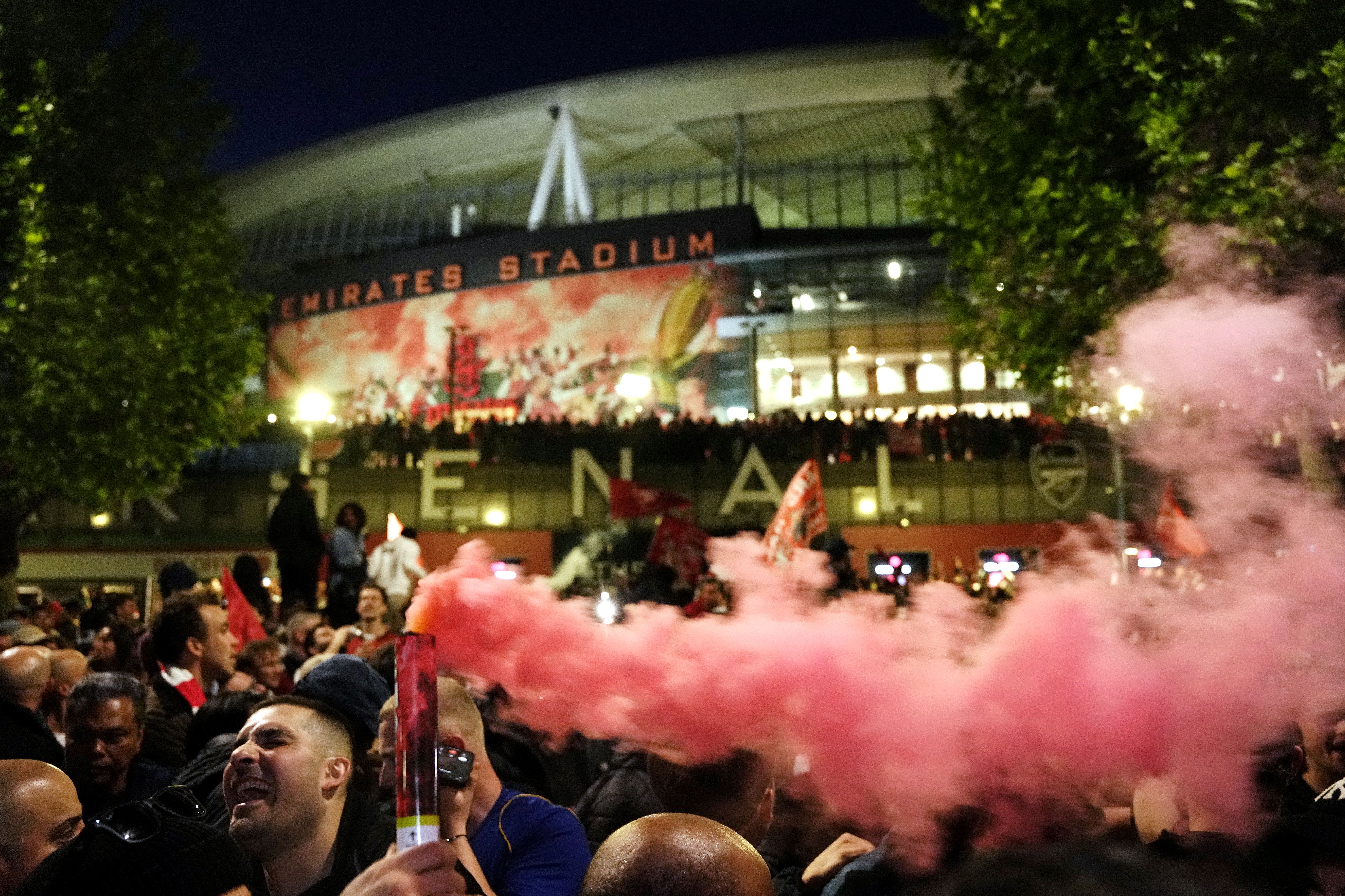 Arsenal fans celebrated their title triumph long into the night (PA Wire)