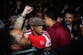 Ian Wright celebrates with Arsenal fans after securing long-awaited Premier League title