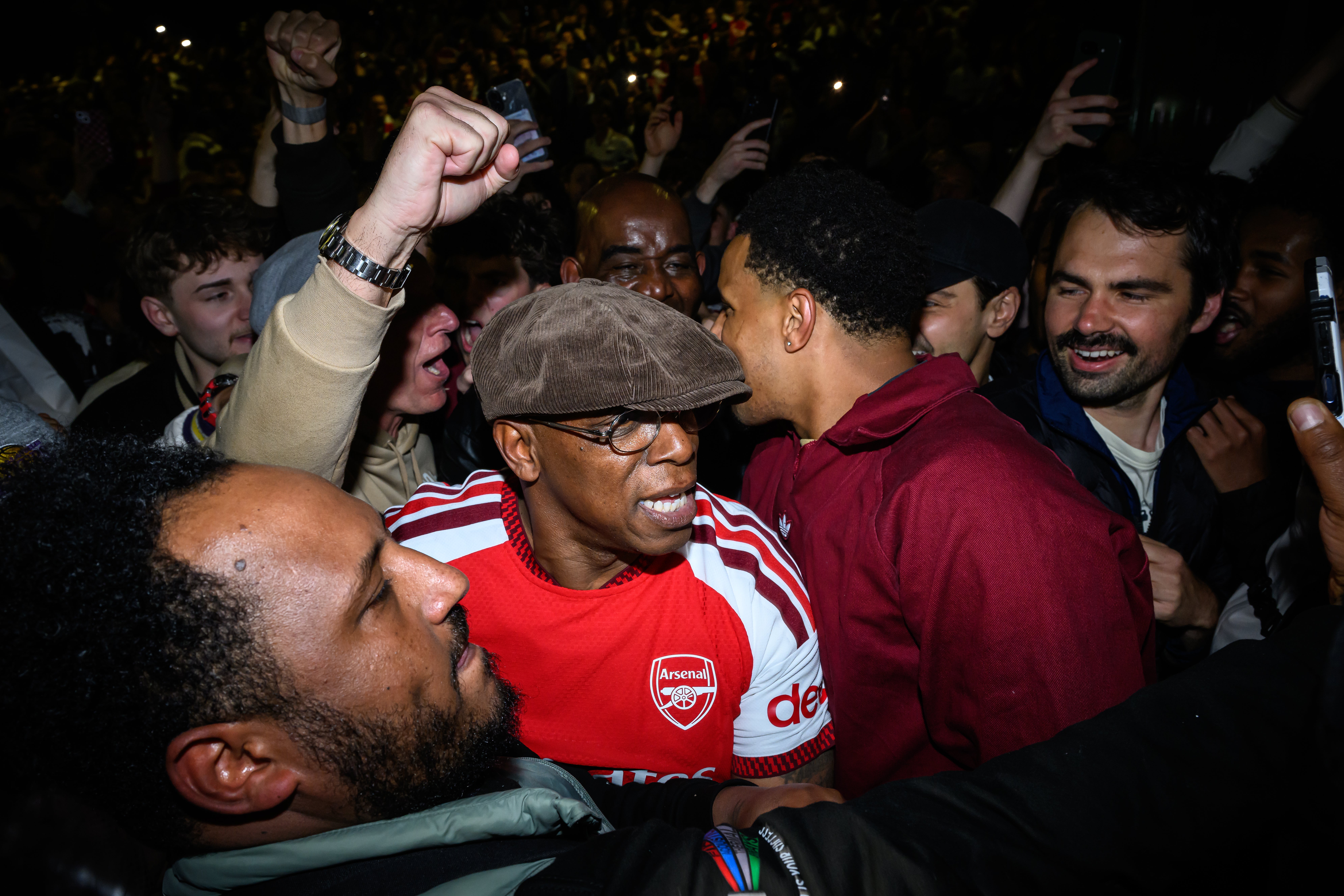Former Arsenal striker Ian Wright joined in the celebrations at the Emirates (Getty)