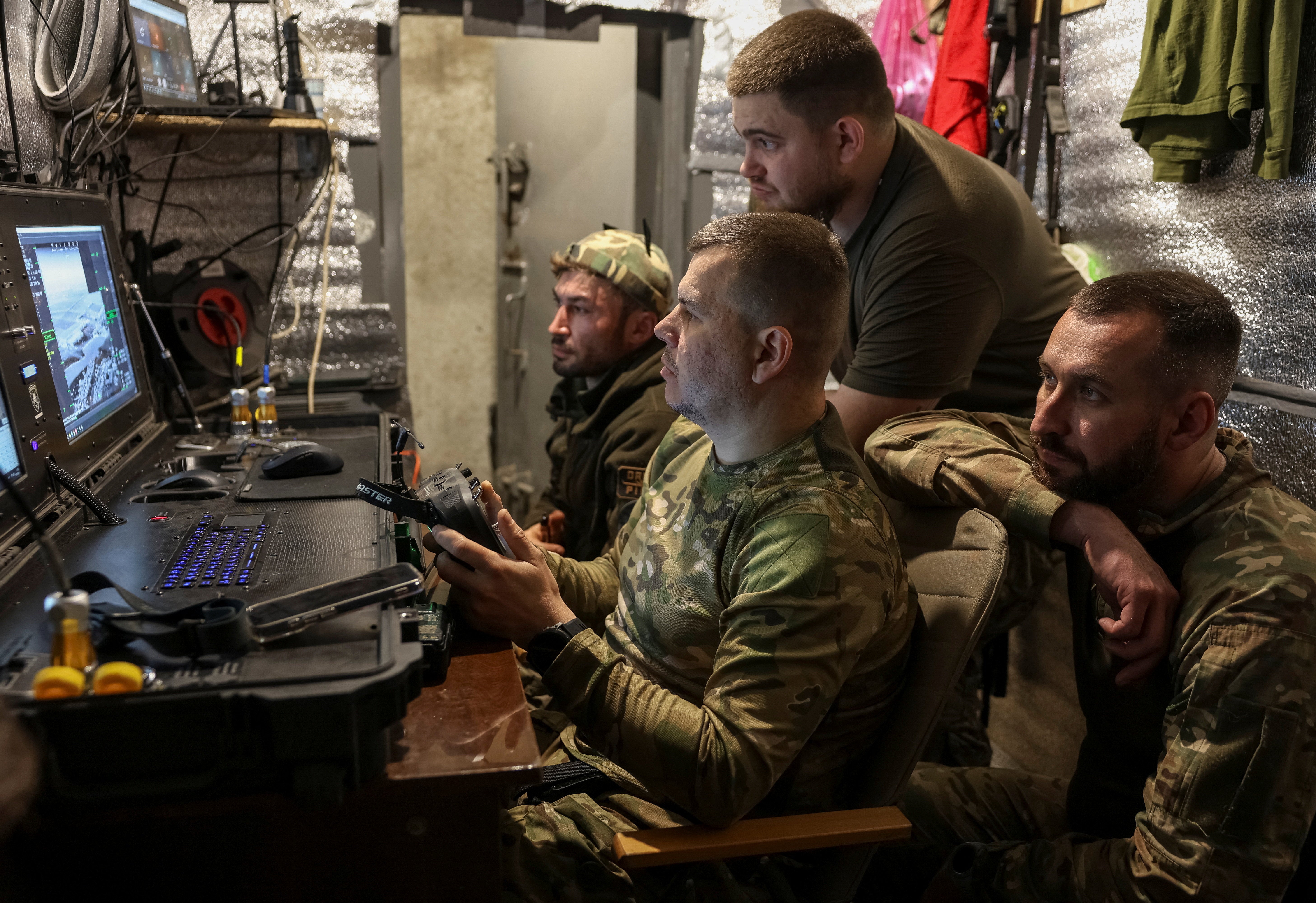 Ukrainian servicemen near the front line in Donetsk region, Ukraine, 18 May 2026 (Reuters)