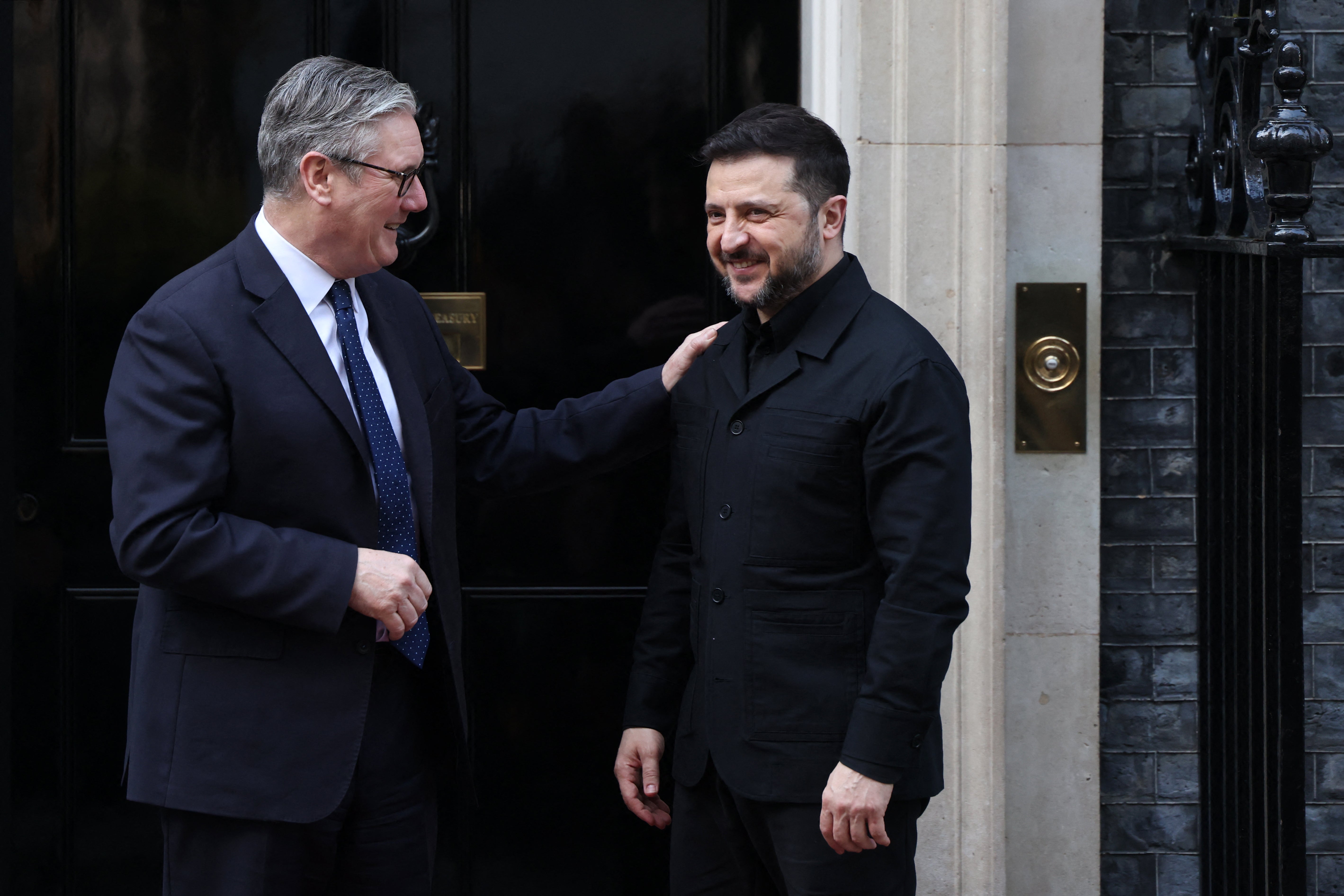 Keir Starmer welcomes Volodymyr Zelensky on his arrival at 10 Downing Street on 17 March 2026 (AFP/Getty)