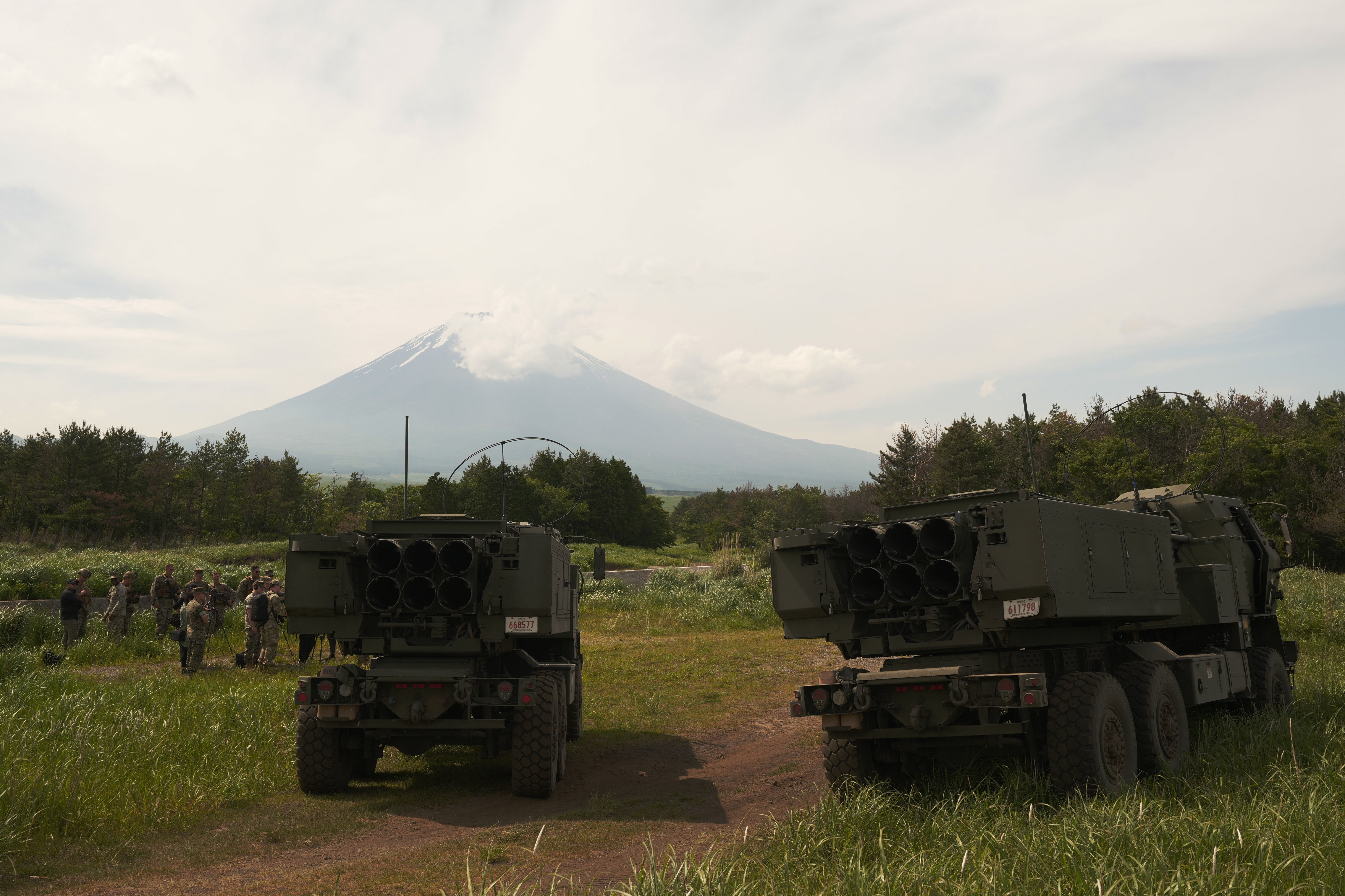 Equipment at the live-fire training at Camp Fuji, in Gotemba, southwest of Tokyo