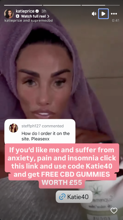 Katie Price on her Instagram Stories (Instagram: @katieprice)