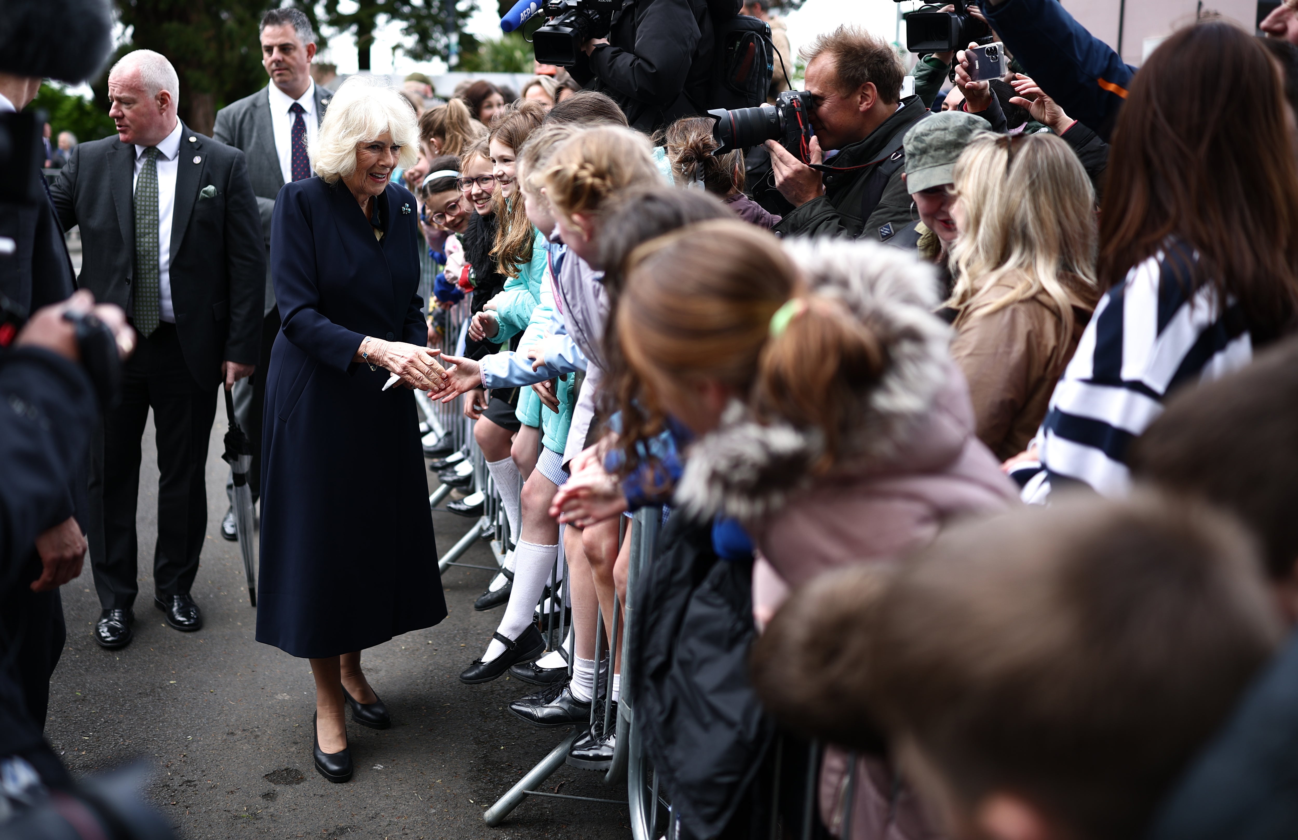 Hundreds lined the streets of Hillsborough for the royal visit (Henry Nicholls/PA)
