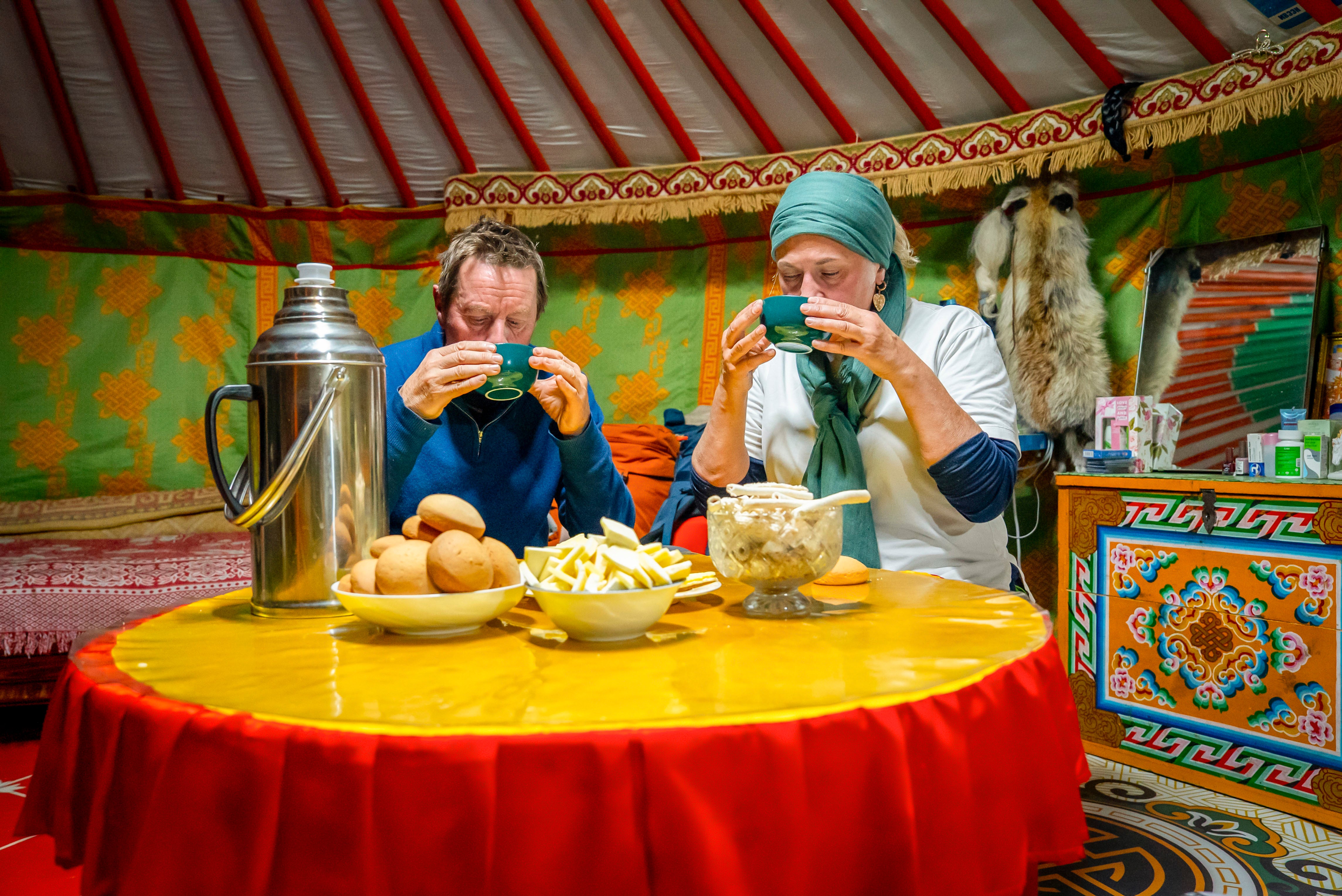 Mark and Margo homestay in Khorgo, Mongolia on the sixth series of Race Across the World