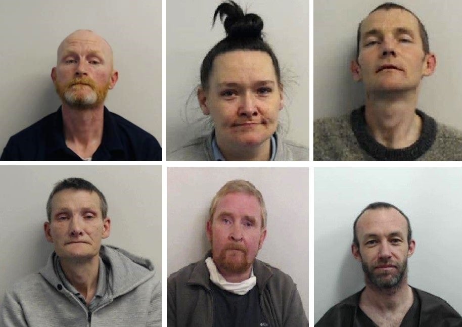 Barry Watson, Elaine Lannery, Iain Owens, John Clark, Scott Forbes and Paul Brannan were among the seven people jailed over the child abuse ring (handout/PA) (PA Media)