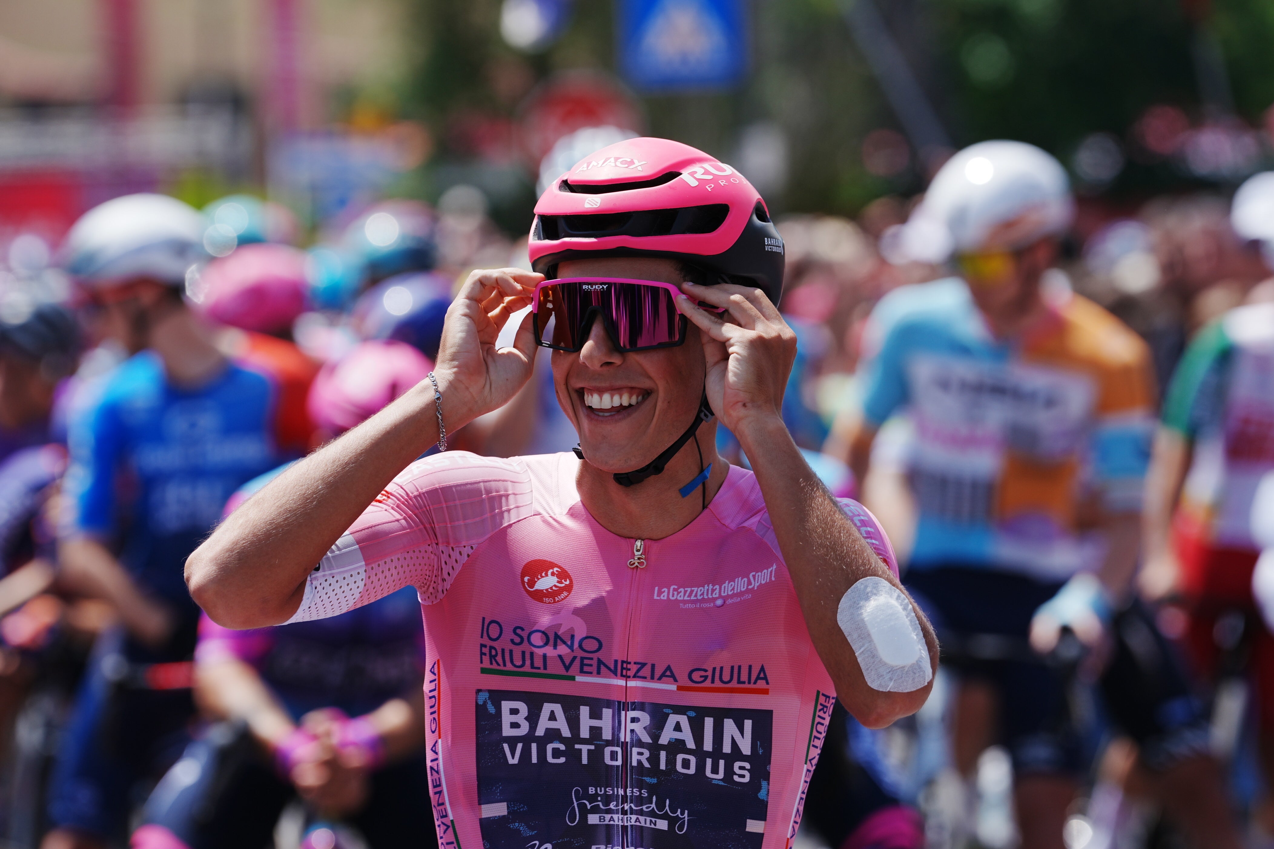 Surprise race leader Afonso Eulalio remains pretty in pink (AP)