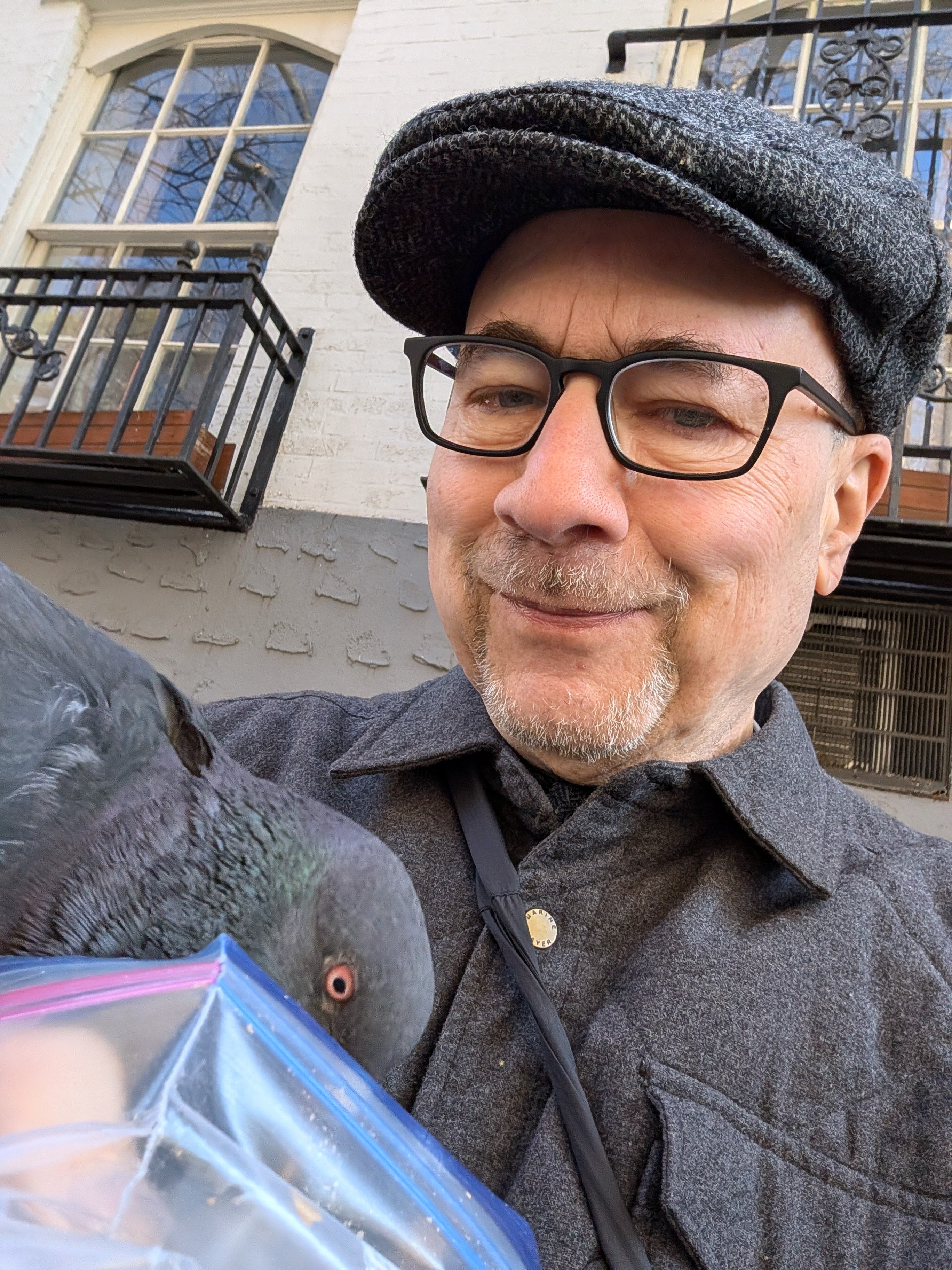 Newmark regularly feeds pigeons in New York and donates to pigeon rescues. ‘I love birds,’ he said. He also donates money to causes that support cybersecurity, journalism and military families
