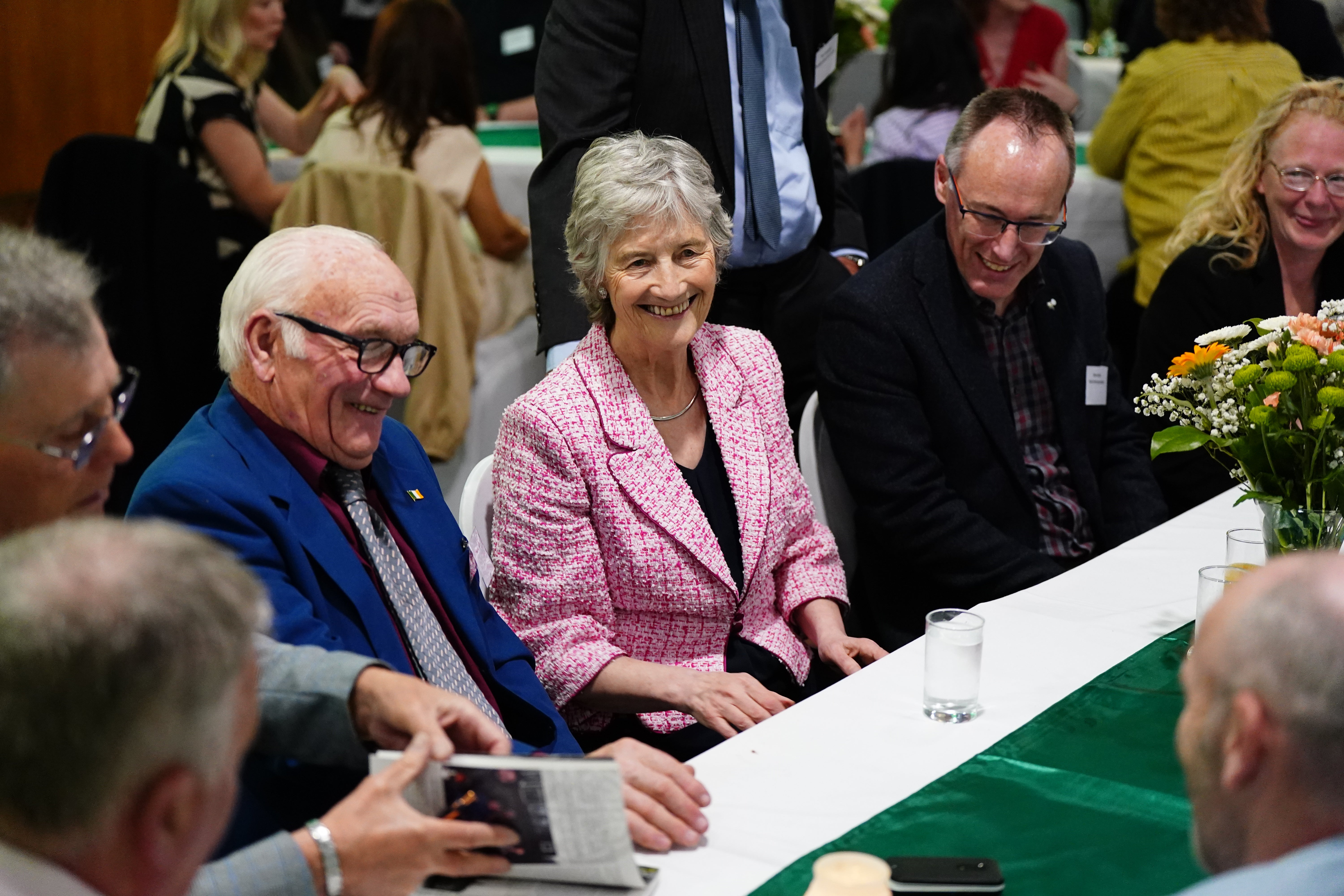 Catherine Connolly meets guests during a visit to Leeds Irish Centre (Jacob King/PA) (PA Wire)