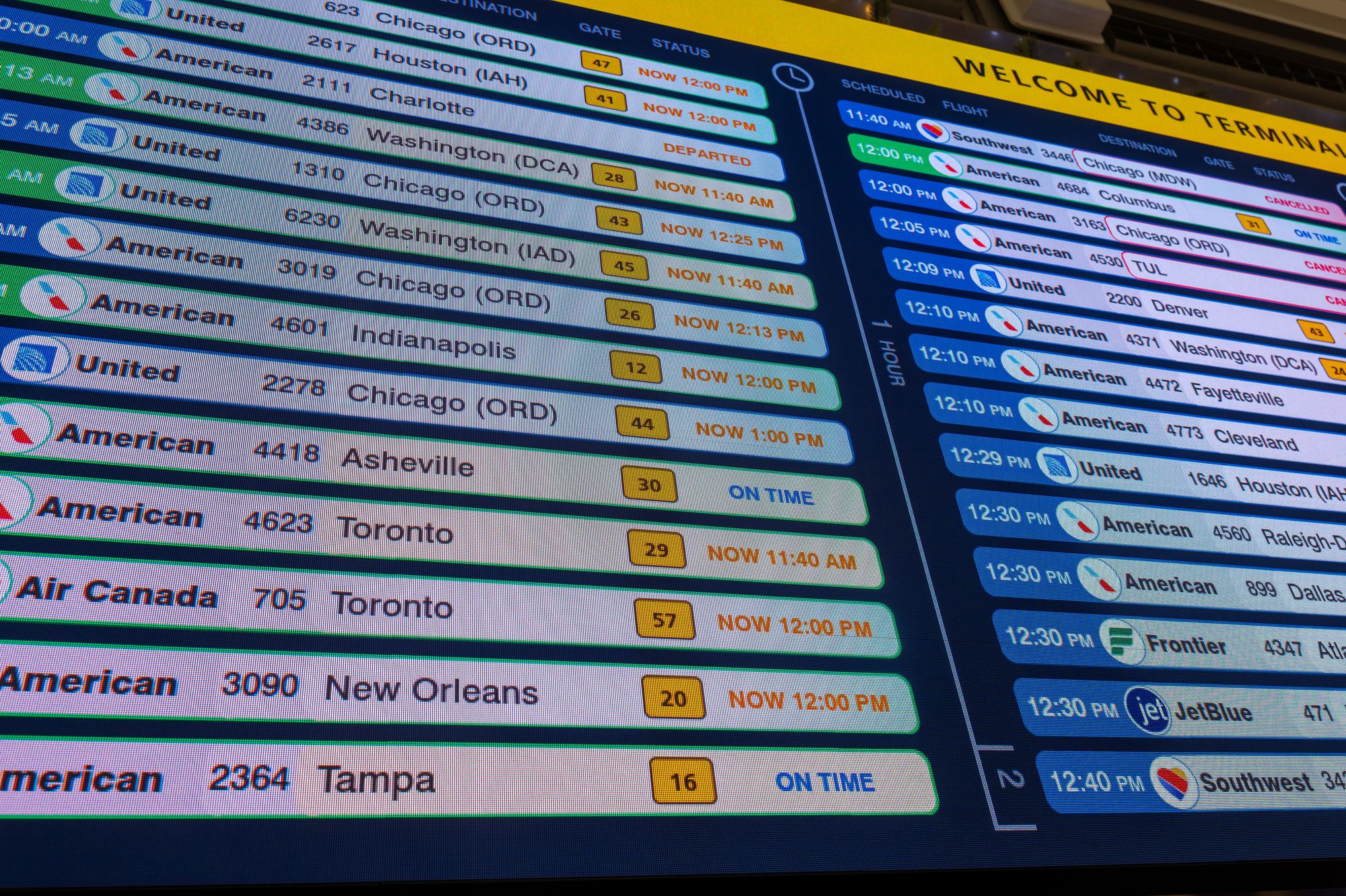 Flight disruptions were worsened by thunderstorms in the New York City area