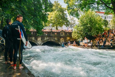 <p>The Eisbach wave was originally formed by concrete blocks strategically placed in the canal to manage the strong current</p>