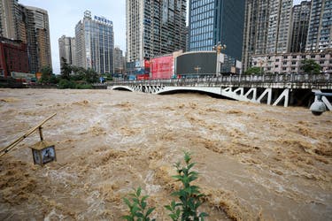 <p>This picture shows a flood-affected area after heavy rains in Duyun, in China's southwestern Guizhou province on 19 May 2026</p>