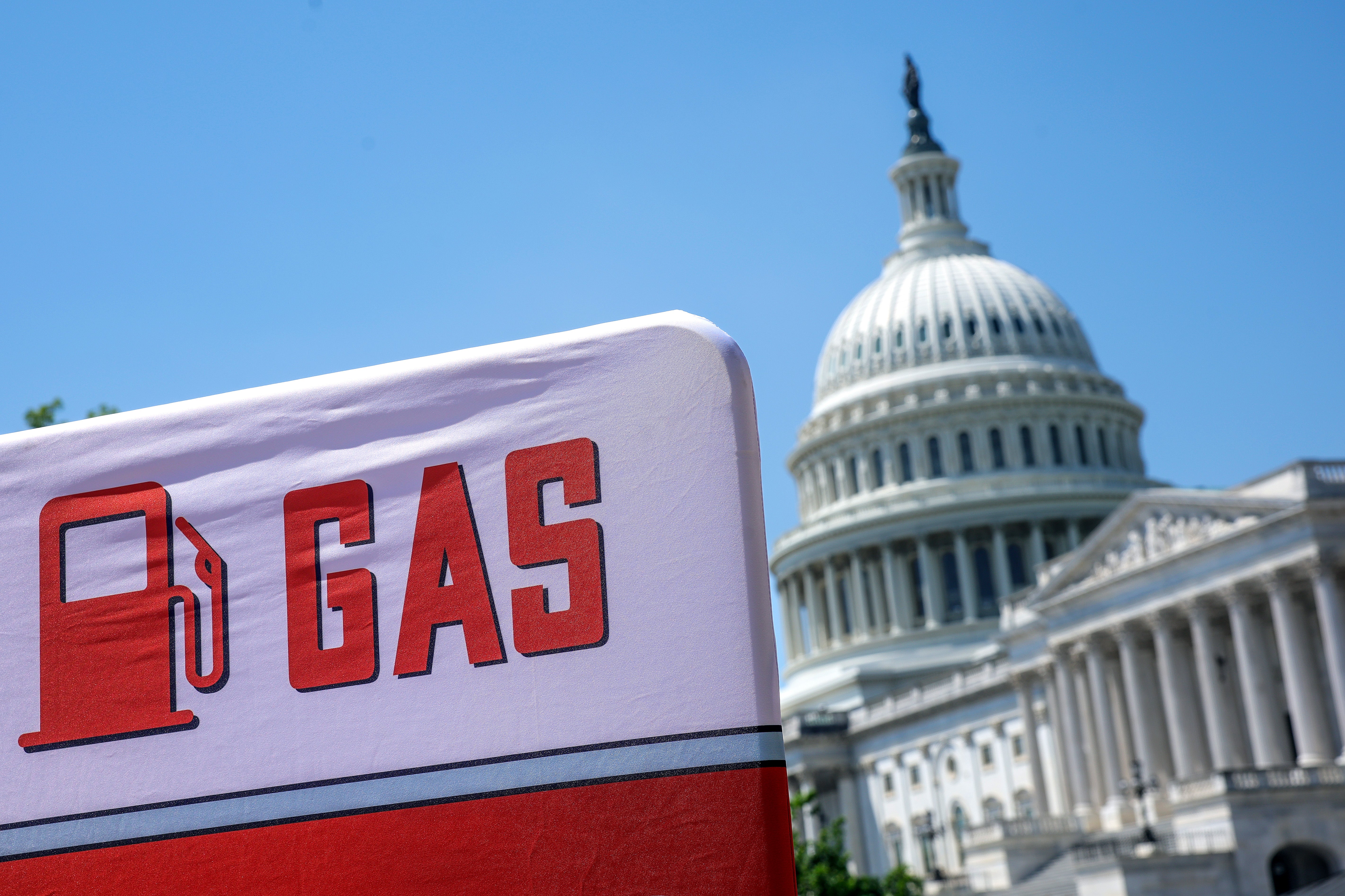 A protest on Capitol Hill organized by Senate Democrats this week to draw attention to rising gas prices caused by the Iran war