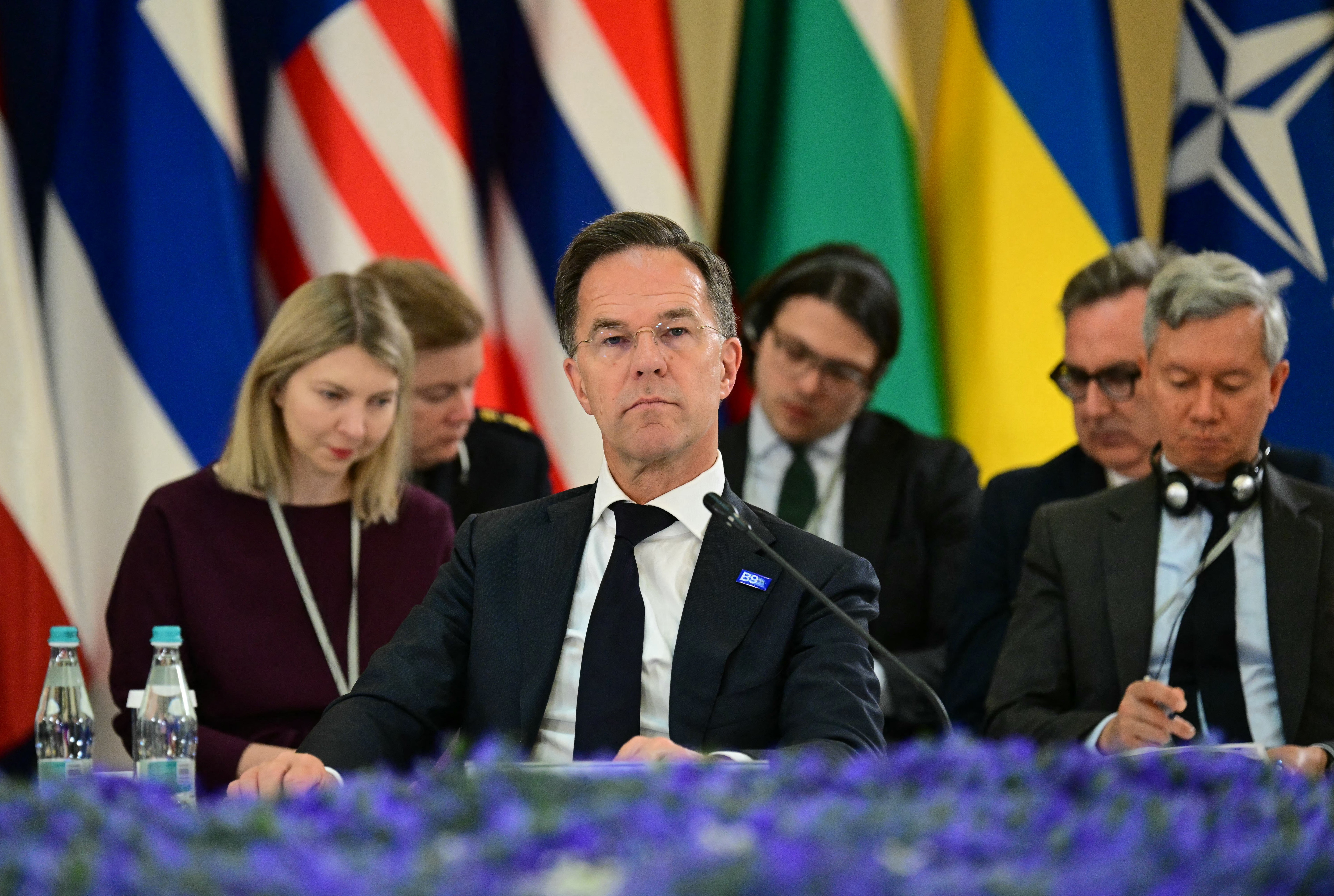 Nato secretary general Mark Rutte looks on at the Cotroceni Palace in Bucharest