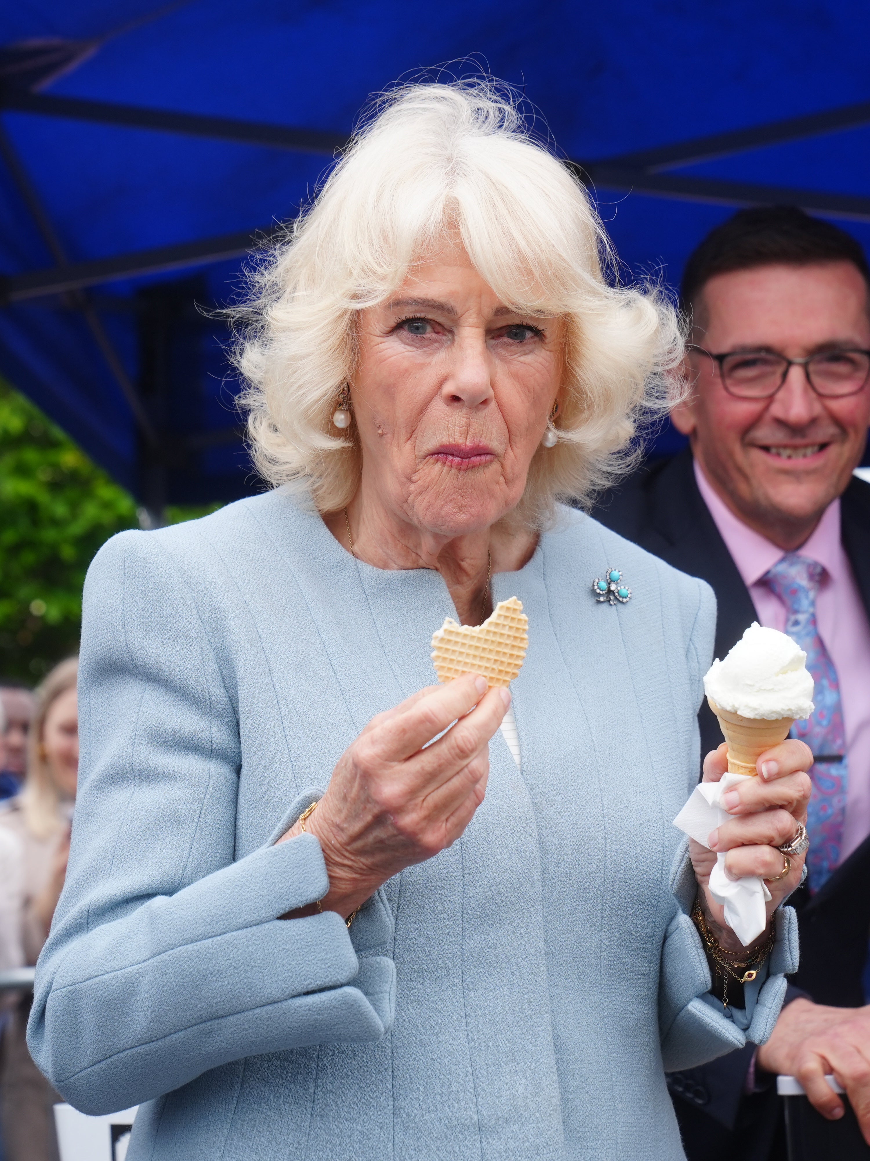 Camilla enjoyed an ice cream during the visit (Brian Lawless/PA)