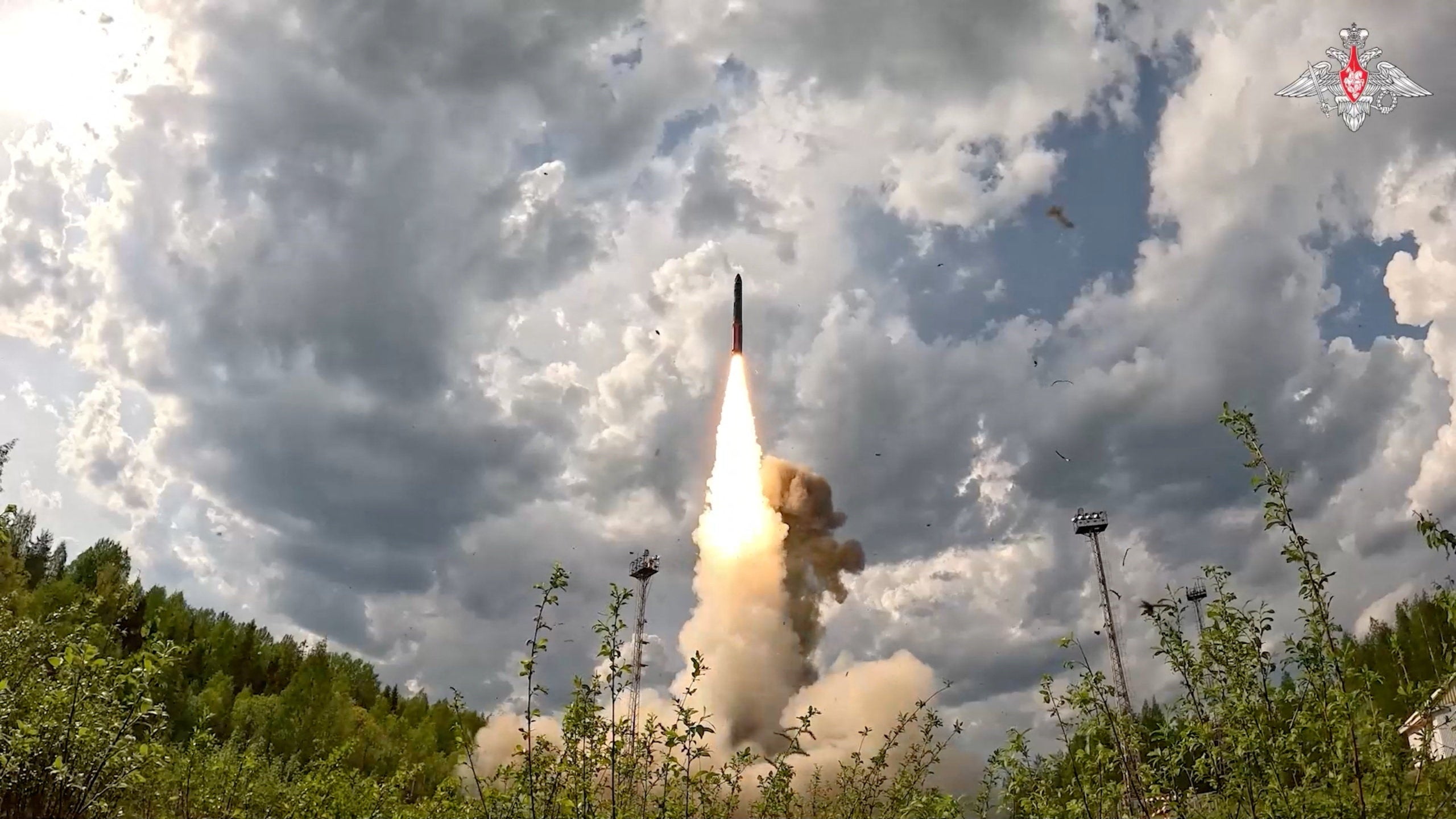 A test launch of the Russian Yars intercontinental ballistic missile at the Kapustin Yar test site in the Astrakhan region (Reuters)