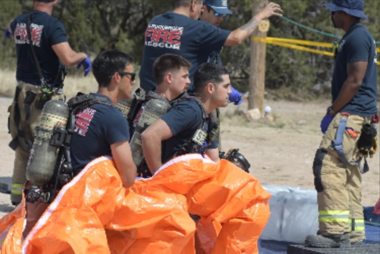 Eighteen first responders were exposed to an 'unidentified substance' and taken to the hospital, state police said