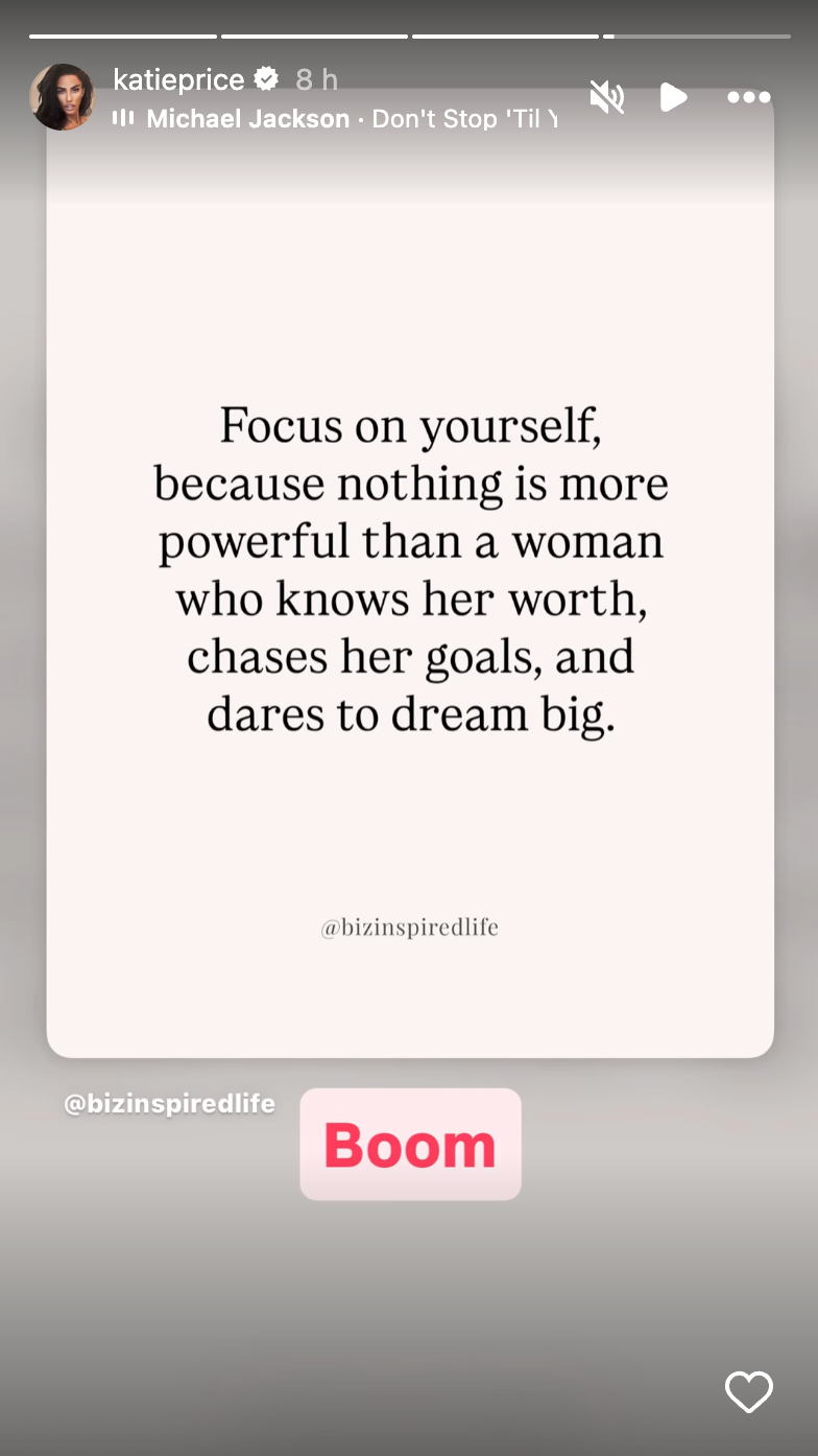 Katie Price has turned to inspirational quotes for wisdom (Instagram: @katieprice)