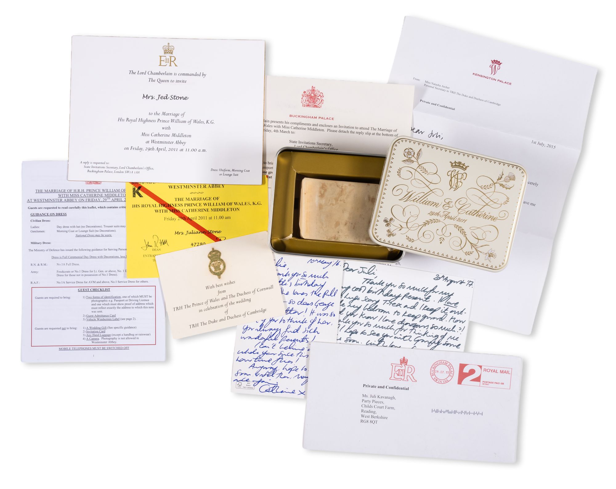 The slice was kept by the Duchess of Cambridge's friend Juli Kavanagh