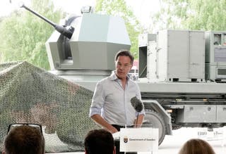 Nato secretary general Mark Rutte speaks at a press conference in Revinge, Sweden