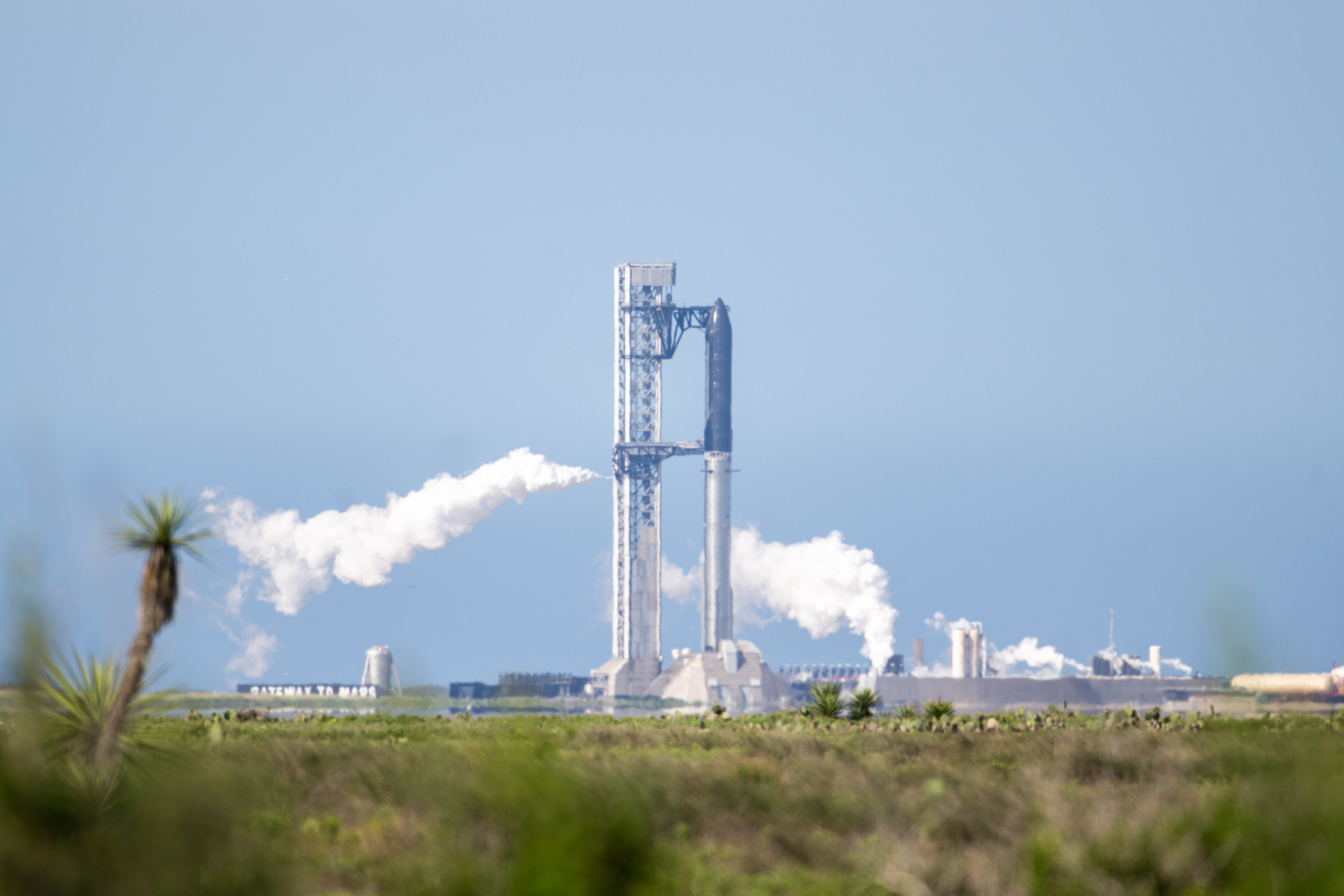 SpaceX CEO Elon Musk later said the hydraulic pin holding the launch tower's arm in place did not retract. If the problem can be fixed quickly, another launch attempt will be made Friday (Getty)