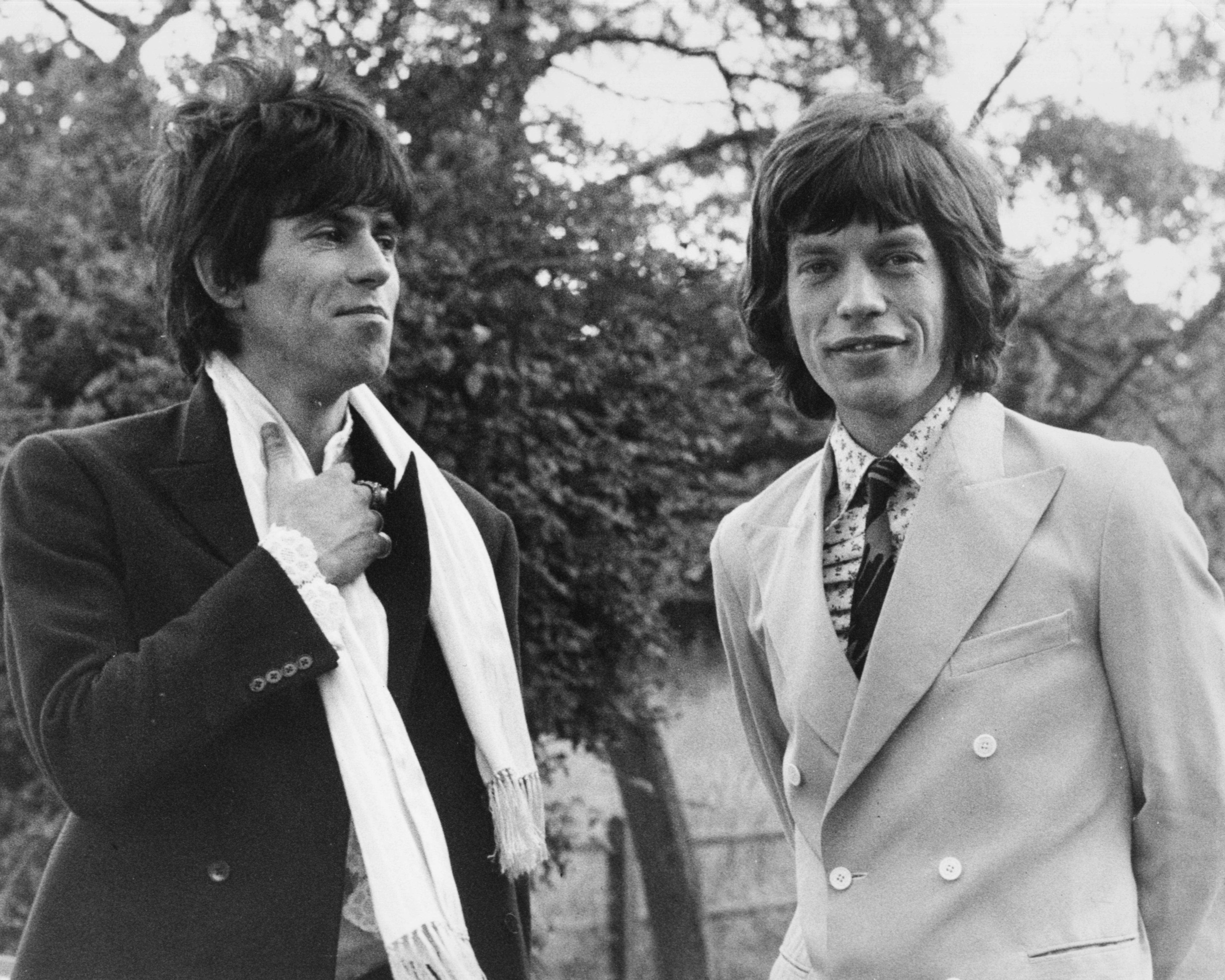 Richards and Jagger on the Redlands estate, where they were arrested for drug possession in 1967 (Getty)