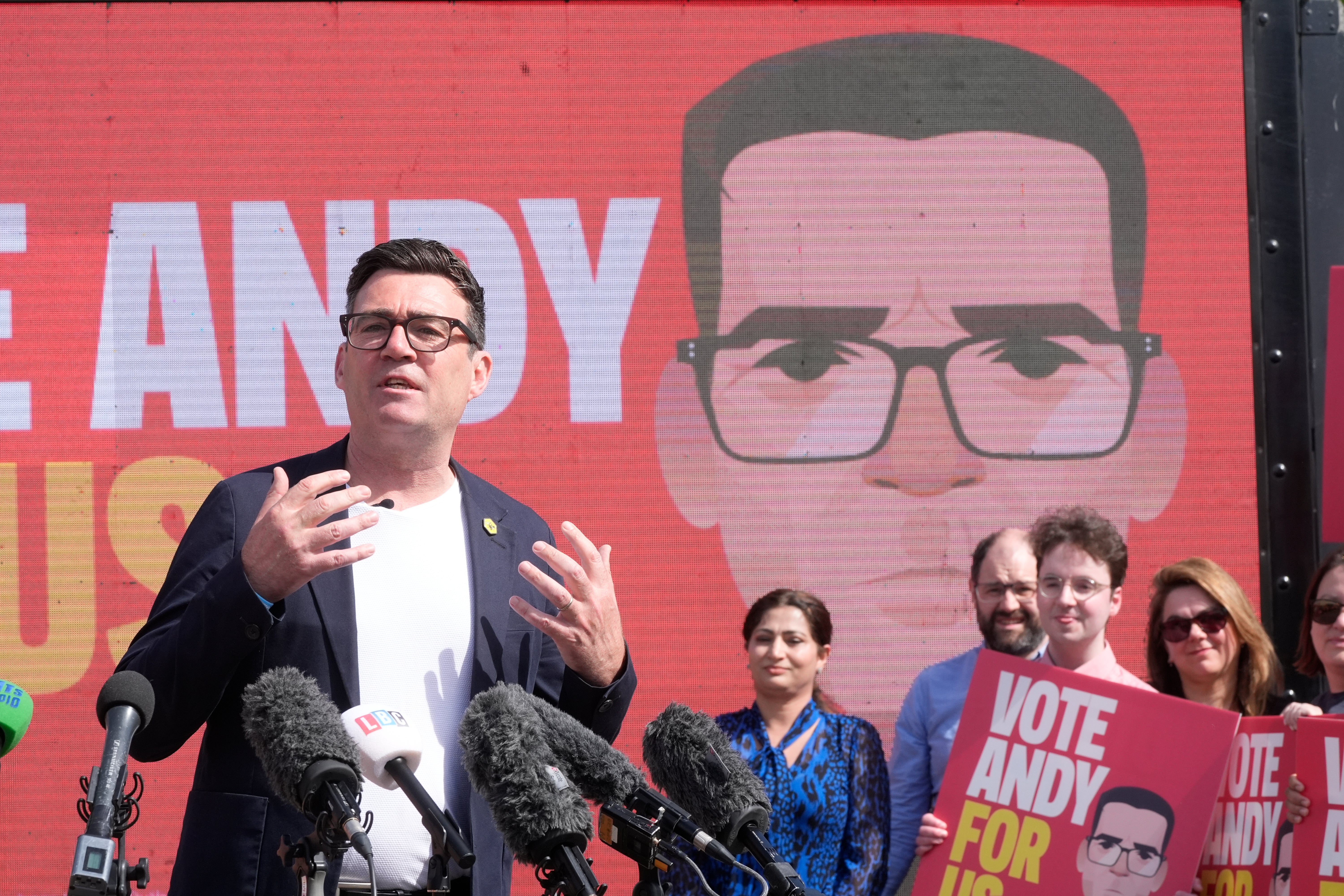 Andy Burnham makes a speech at the launch of his campaign as Labour's candidate for the Makerfield by-election