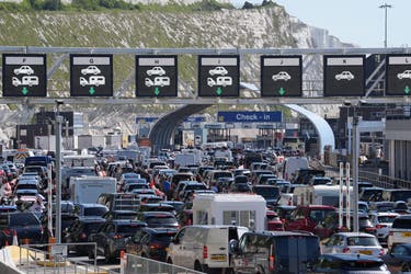 <p>Traffic queuing for the Port of Dover in Kent (Gareth Fuller/PA)</p>