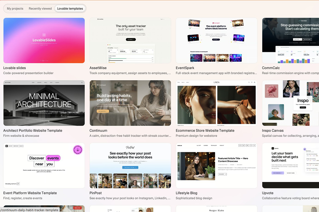 The Lovable template library is invaluable
