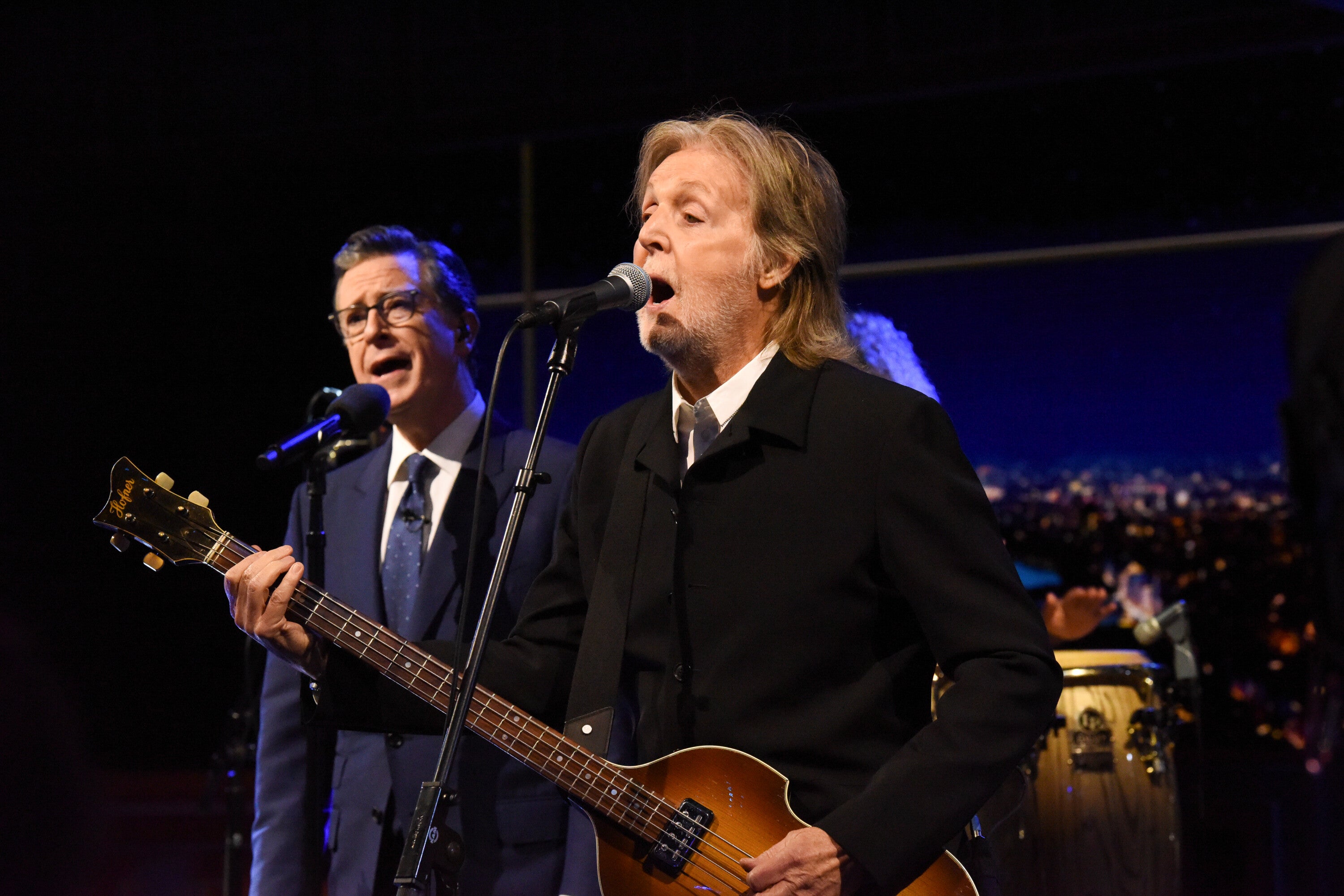 Stephen Colbert and Paul McCartney during the finale of 'The Late Show'
