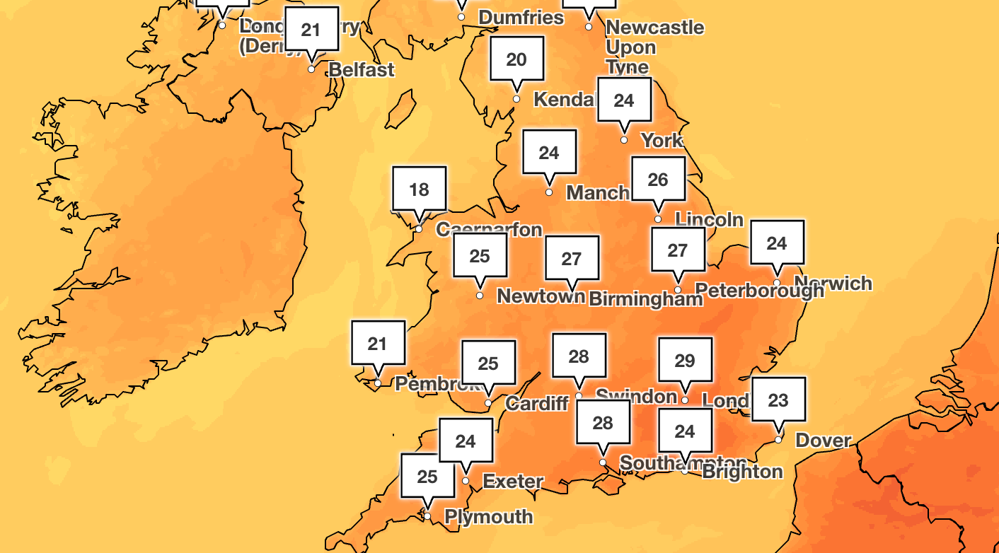 Temperatures are set to hit 31C on Sunday (Met Office)