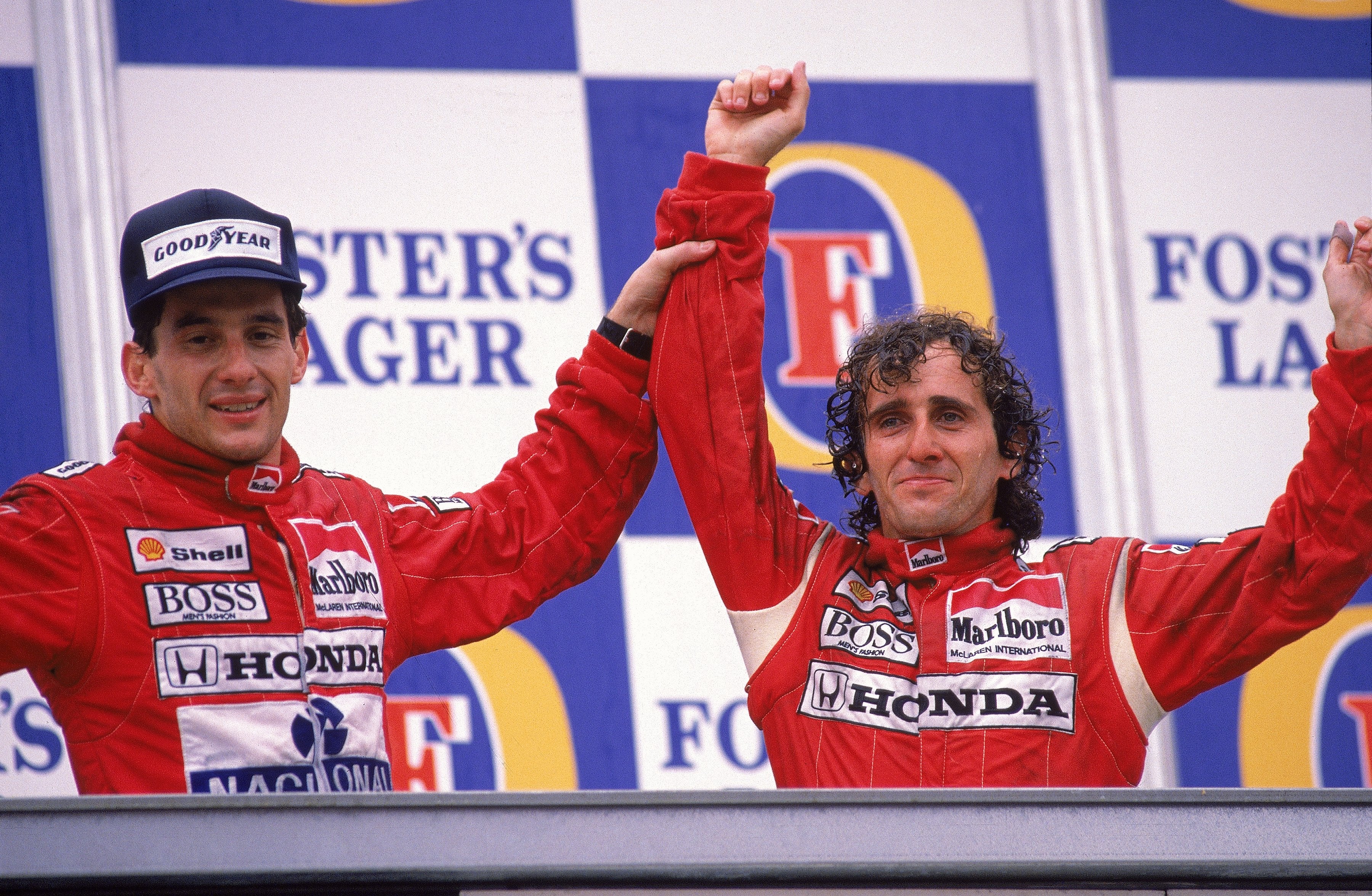 Prost had a fierce rivalry with, and was briefly a teammate of, Ayrton Senna (Getty)
