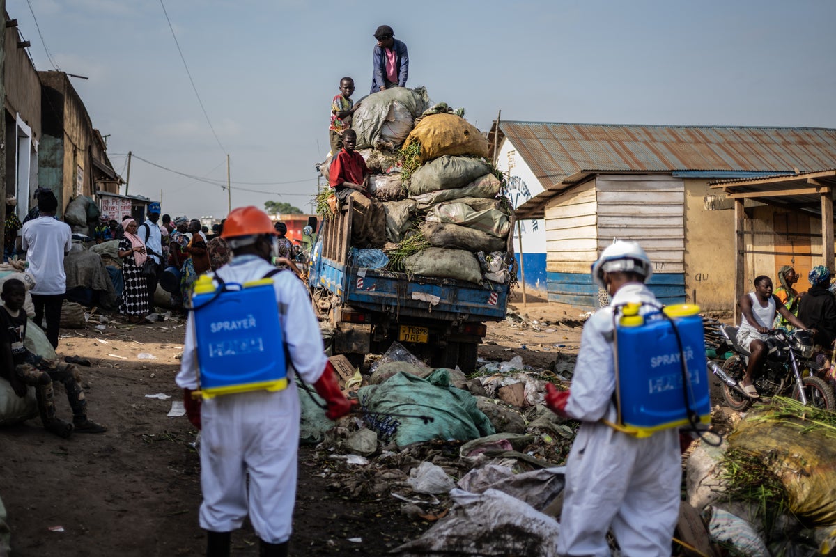 An Ebola treatment tent set ablaze again in eastern Congo with 18 suspected cases escaping
