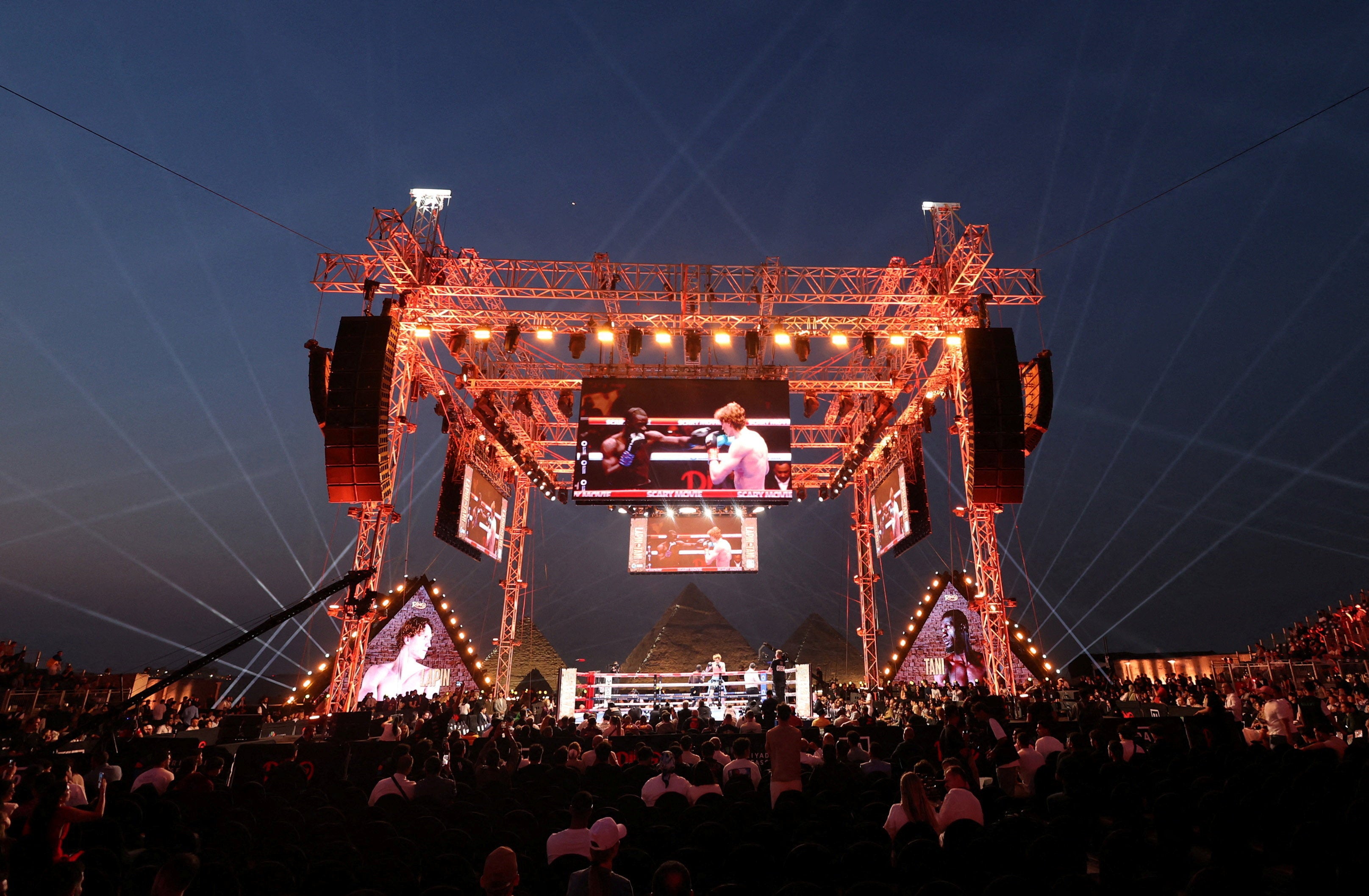 The pyramids of Giza have been the backdrop for tonight’s fights (Reuters)