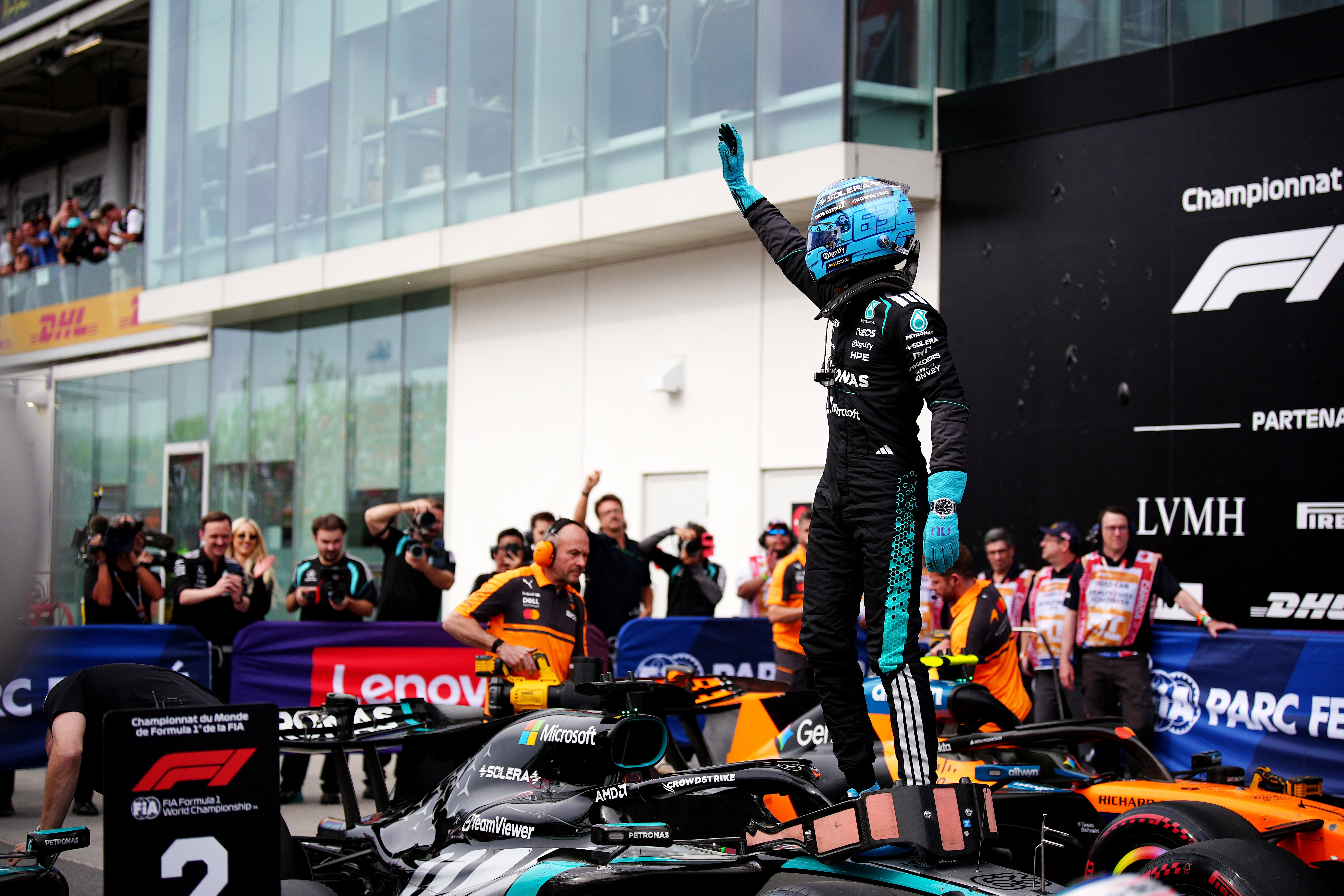 George Russell claimed a third successive pole in Montreal (Bradley Collyer/PA)