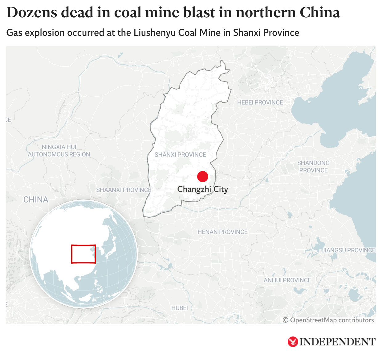 Map shows location of the mine where the blast occurred (The Independent)