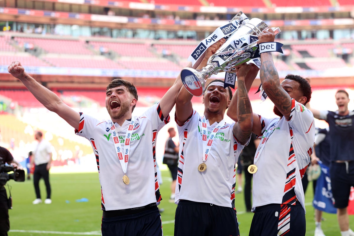 Bolton back in the Championship after thrashing Stockport at Wembley